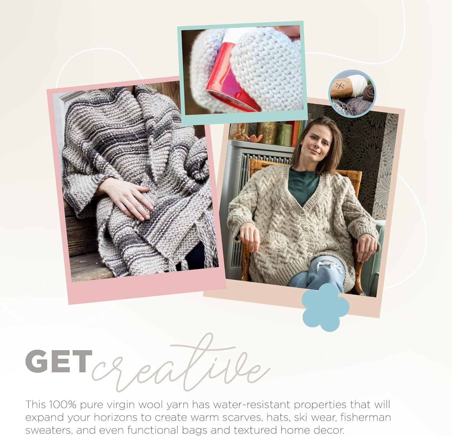 Lion Brand Yarn 150-123E Fishermen'S Wool Yarn, Oatmeal - Natural image number 3