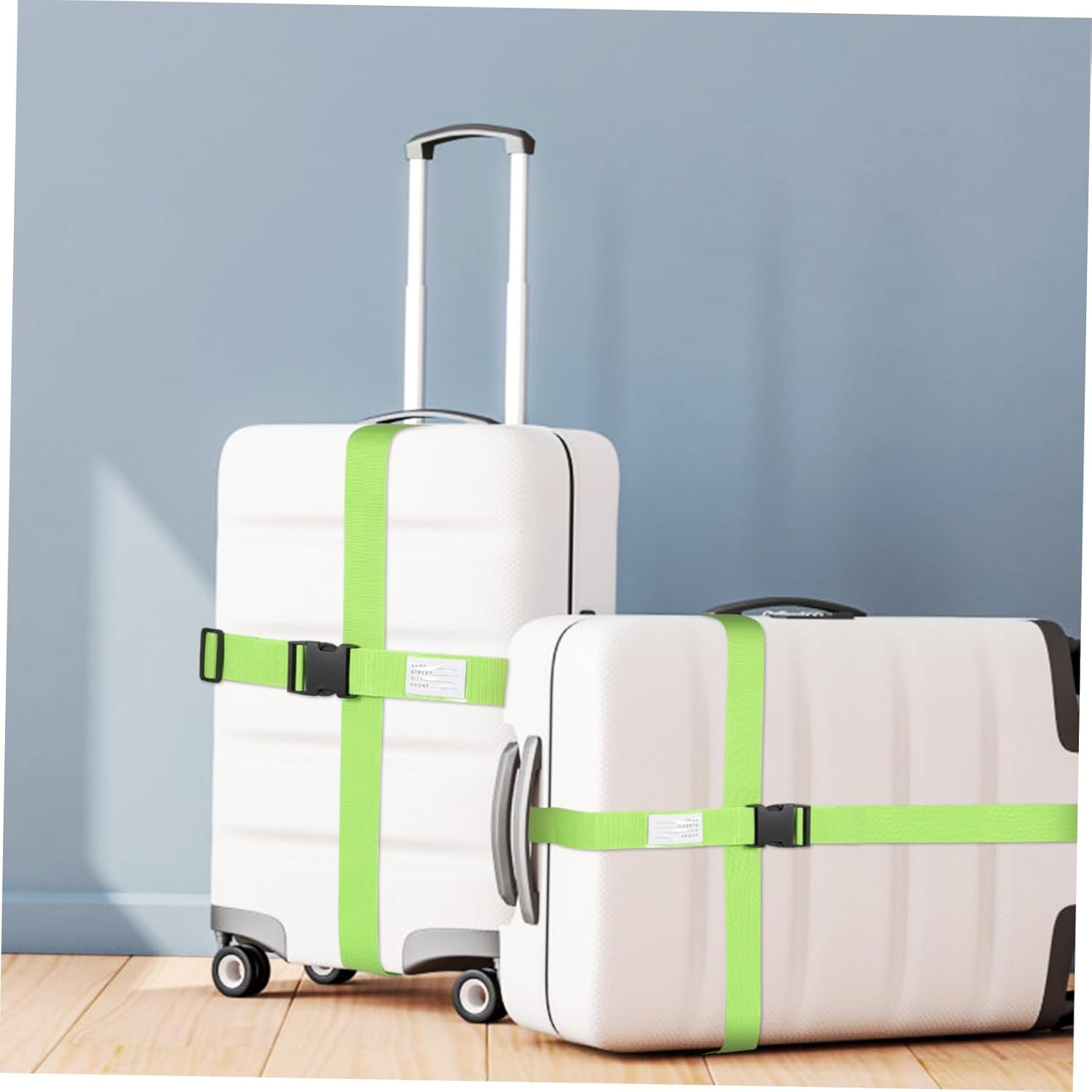 4Pcs Adjustable Fluorescent Luggage Straps for Suitcase with Polypropylene Buckle Belts Tear Resistant Suitcase Fixing Straps for Travel Bags for Enhanced Visibility and Secure image number 3