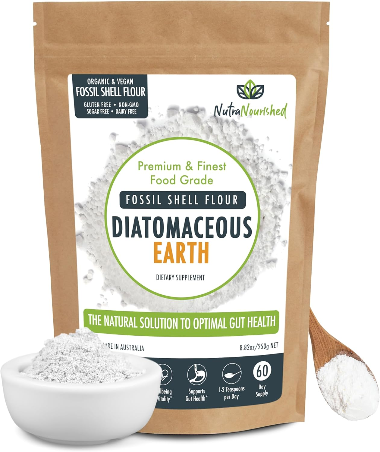 Food Grade Diatomaceous Earth 250G - Fossil Shell Flour Powder for Detoxification, Digestive Health, and Natural Wellness - Organic and Silica Rich Mineral Supplement image number 6