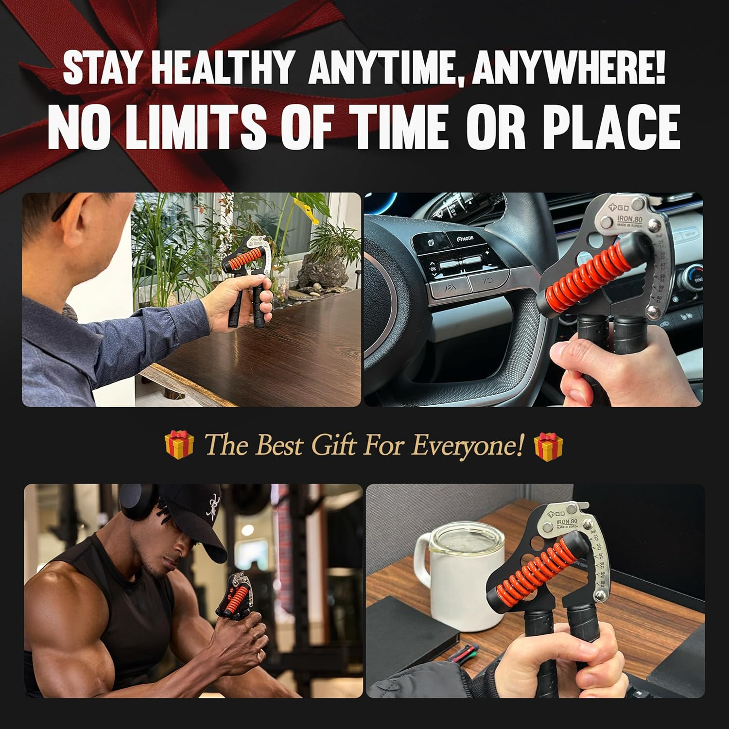 GD Iron Grip Hand Grip Strengthener (Adjustable Hand Grips for Strength Training) Wrist and Forearm Workout Grip Strength Trainer image number 3