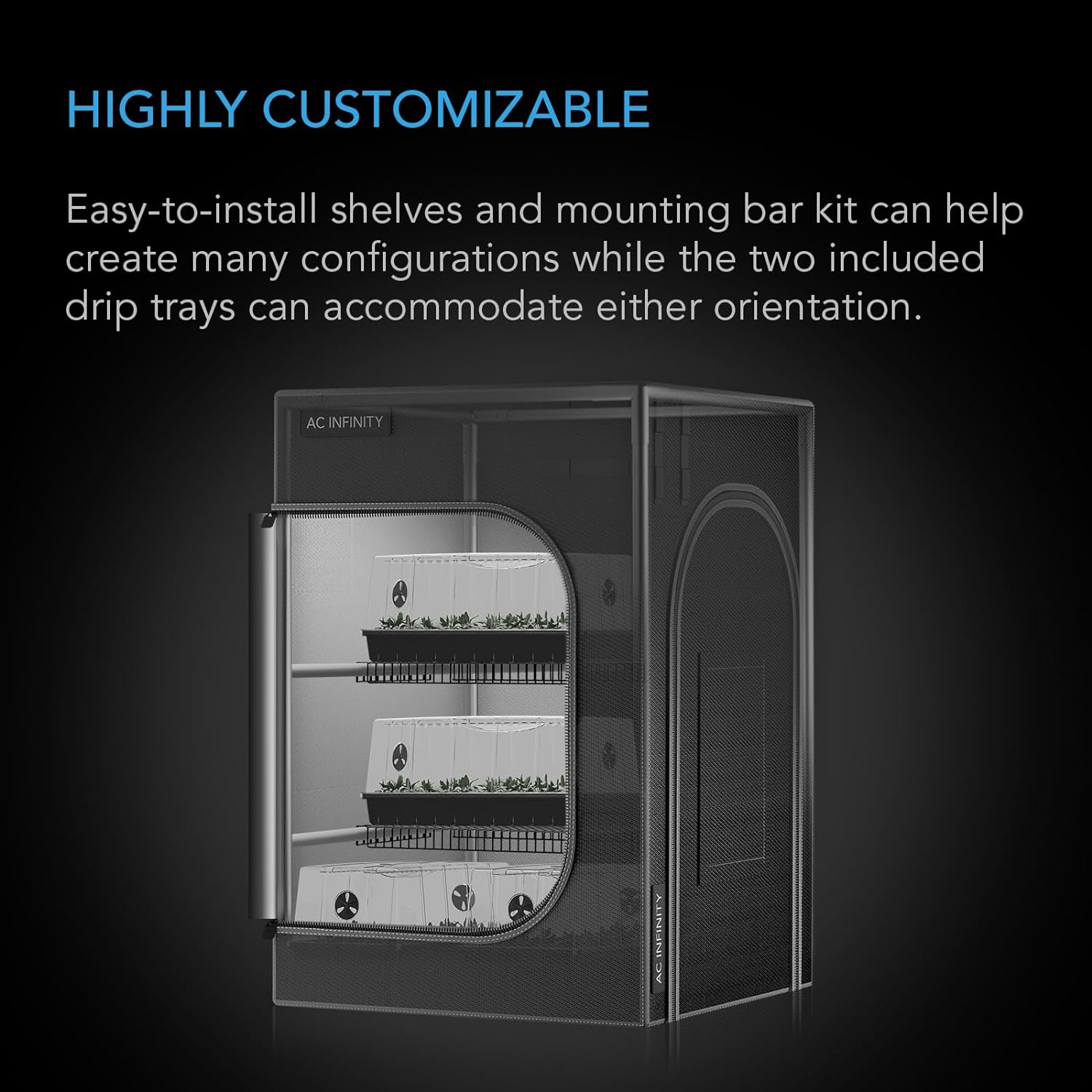 AC Infinity CLOUDLAB Advance Propagation Grow Tent, 24"X24"X36" with Support CFM Bars and Shelf Racks, 2000D Diamond Mylar Canvas, for Germination, Cloning, Mushrooms, Early Indoor Plant Growing image number 1