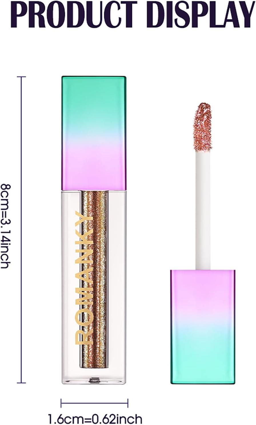 10 Pcs Liquid Glitter Eyeshadow, Metallic Shimmer Glitter Eyeshadow Sweatproof Makeup Set, Brightening Liquid Highlight, Diamond Glitter Liquid Eyeliner Pencil Face Body Glow Cosmetics for Girl