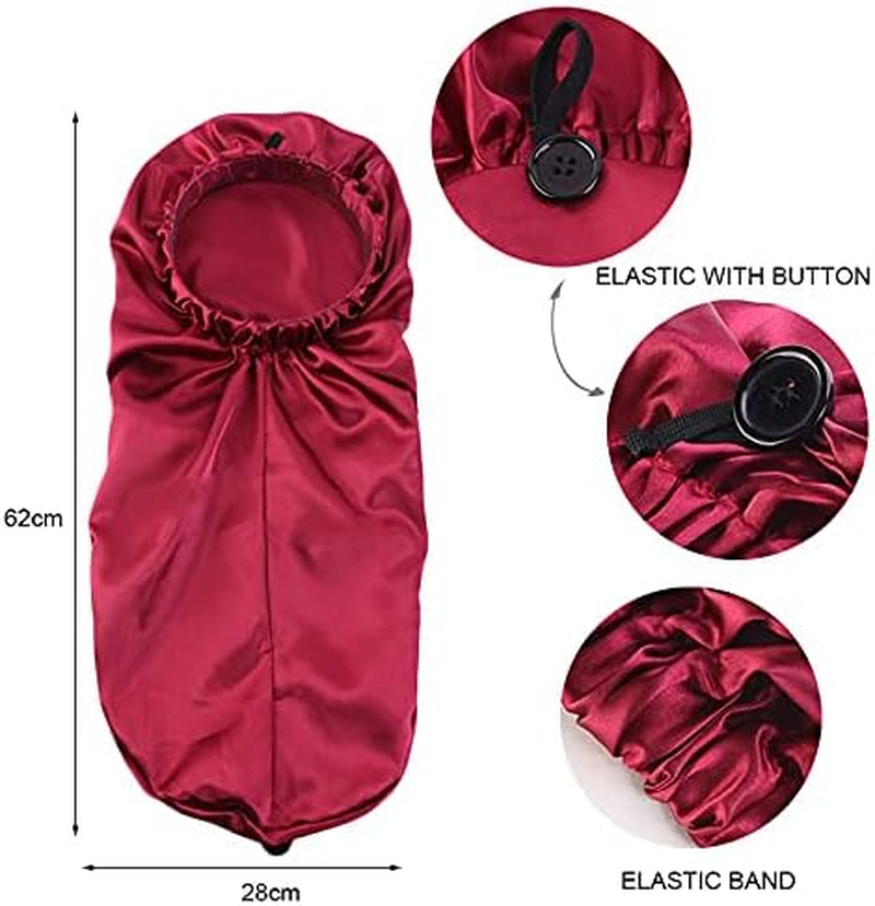 Girl - Shower Cap for Extra Long Hair, Braids, Locs, Twists &ndash; Waterproof &ndash; Snug Fit Guarantees No Leaks &ndash; Easy Button up (Black, One Size) image number 2