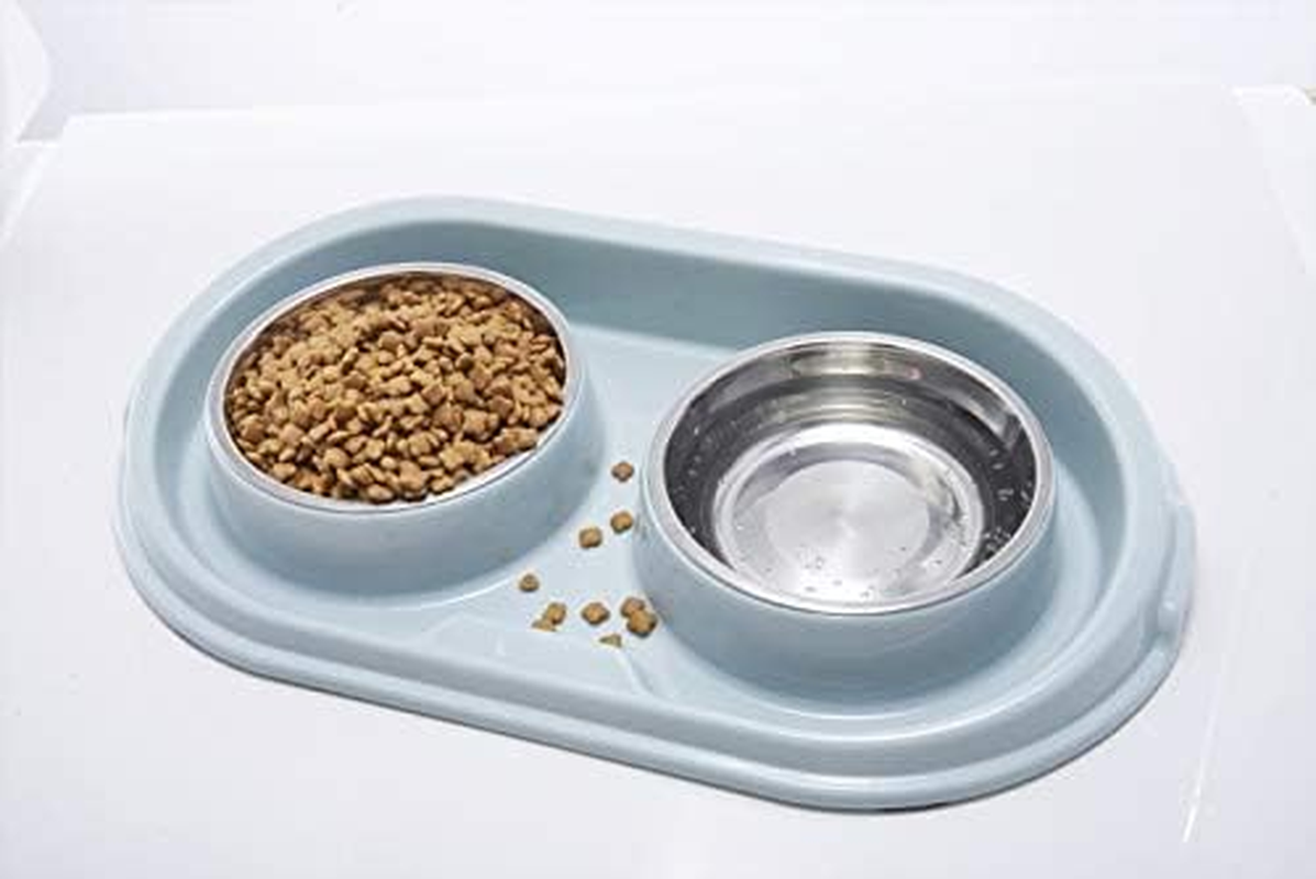 MXCELL Double Dog Cat Food Bowls, Stainless Steel Pet Bowls Dog Water Bowls with No-Spill and Non-Skid PP Station, Food Water Feeder for Cats and Small Dogs image number 5