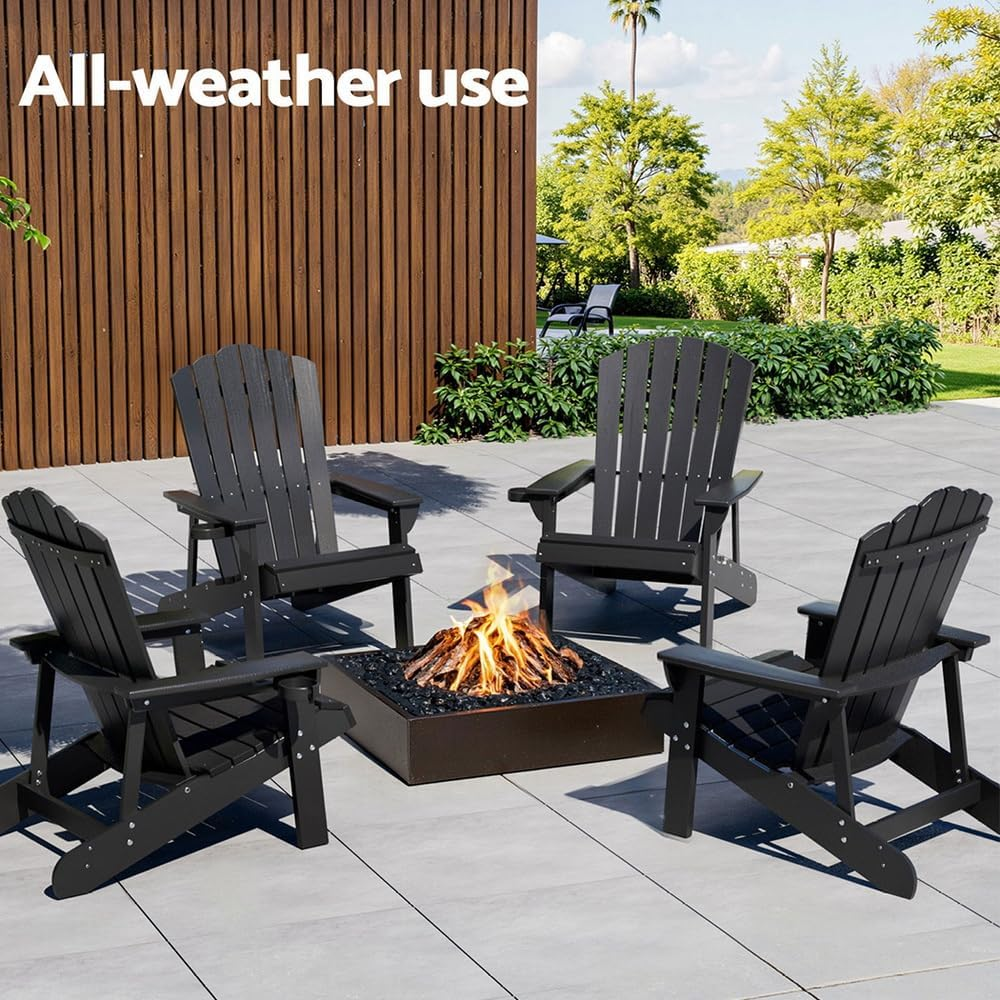 Gardeon Adirondack Chair, Outdoor Chairs, Beach Chair HDPE, Sun Lounge, Patio Furniture Armchair, Patio Chair for Garden Pool Backyard Deck Black image number 1