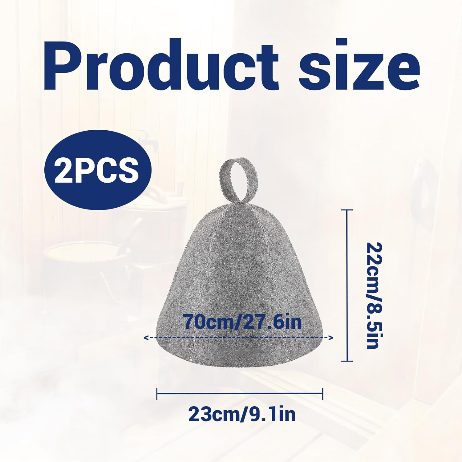 Sauna Hat, 2 Pcs Infrared Sauna Caps, Wool Sauna Hats for Women and Men, Felt Sauna Hat, Vaporarium Hat, Protect Head and Hair Bath Sauna Accessories (Grey&White, One Size) image number 5