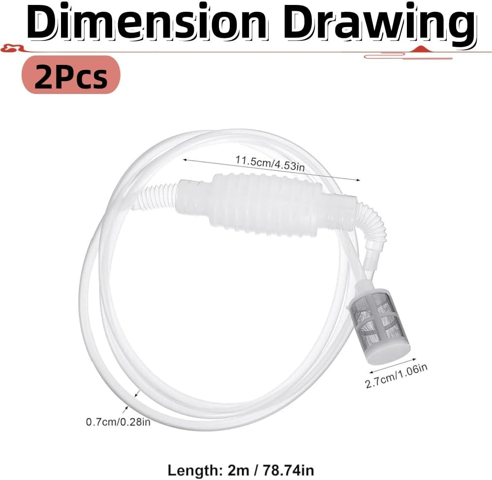Jindizi 2Pcs X 2Metres Hand Syphon Pump with Filter Trap Home Brew Beer Siphon Filter Soft Pipe Hose for Transferring Wine Beer image number 3