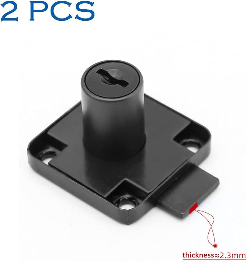 GZGXKJ 2 Pack Black Cupboard Office Drawer Cam Lock Filing Cabinet Lock with 2 Keys Square Base Screw Fixed Furniture Security Lock for Furniture Door Household Mailbox Glass Showcase - Black image number 5