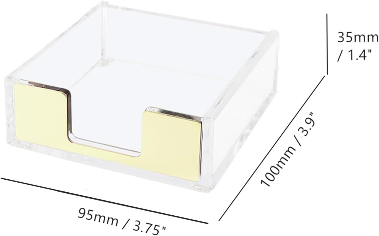 Natsumebasics Gold Sticky Note Holder Clear Acrylic Yellow Post Note Pad Holders Memo Dispenser Case for Desk Office School Aesthetic Supplies Accessories (Pure Gold) image number 4