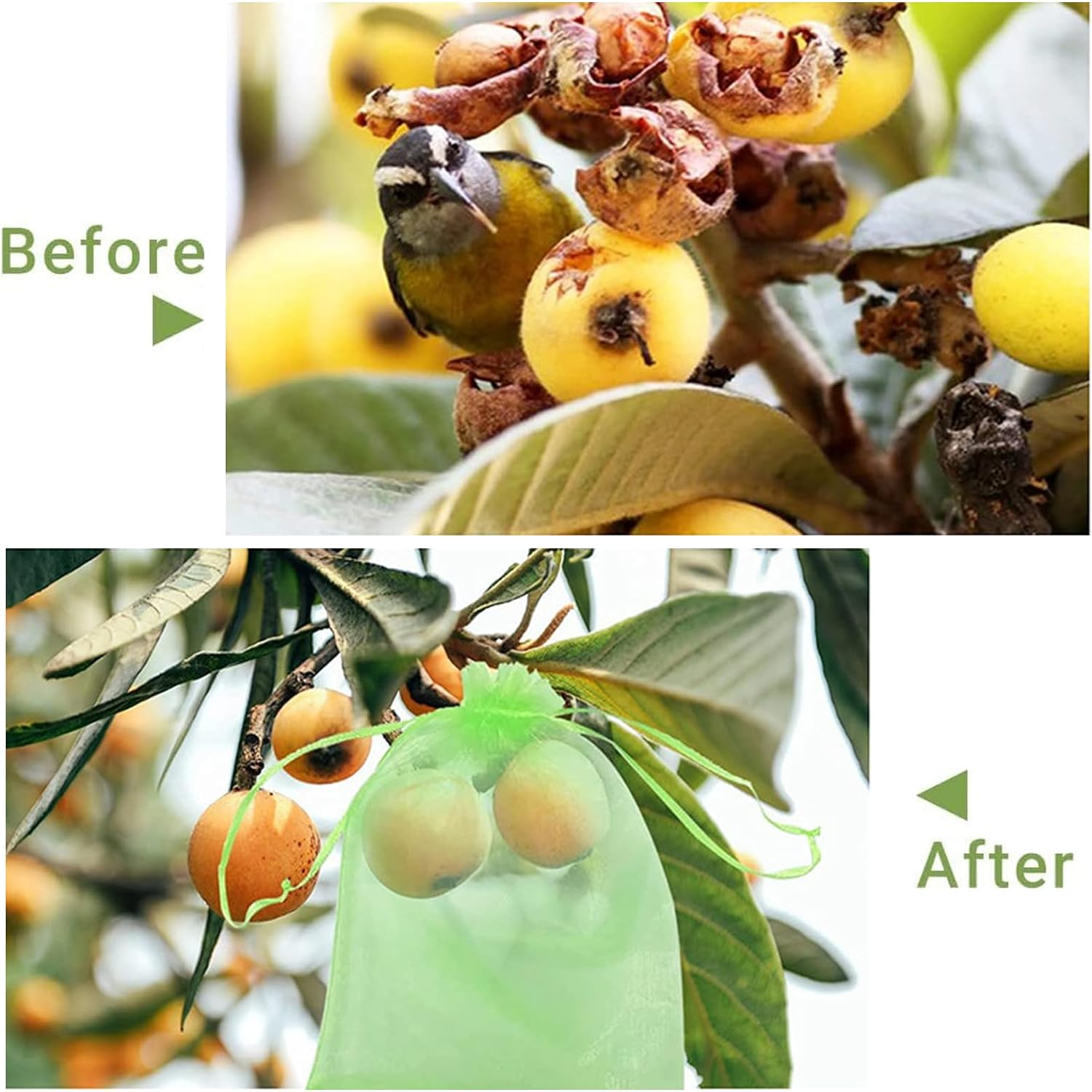 30Pcs Fruit Protect Bags,Reusable Mesh Garden Netting Protection Bag with Drawstring for Plants Vegetables Fruit Flower 8 Inch Width 12 Inch Length