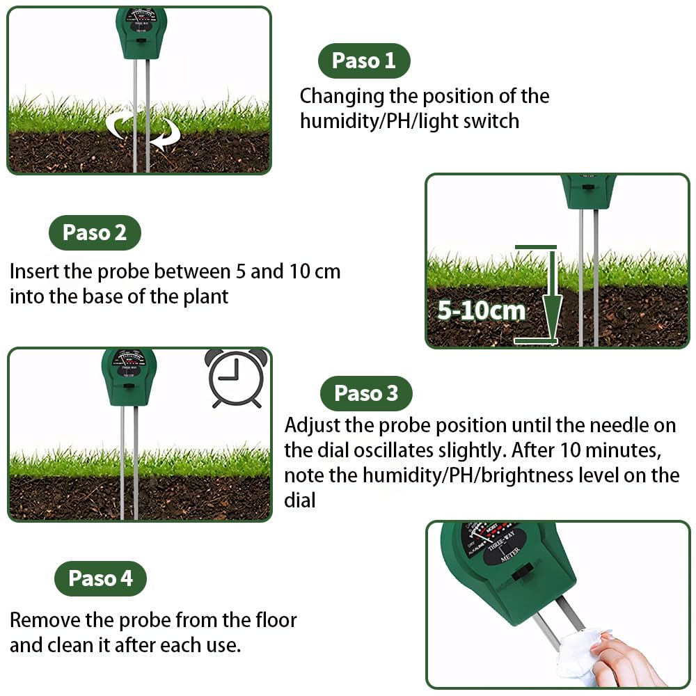 JESWO Plant Soil Moisture Meter, Soil PH Tester, Photometer, 3-In-1 Hygrometer for Gardening, Farming,Plants, No Batteries Required image number 5
