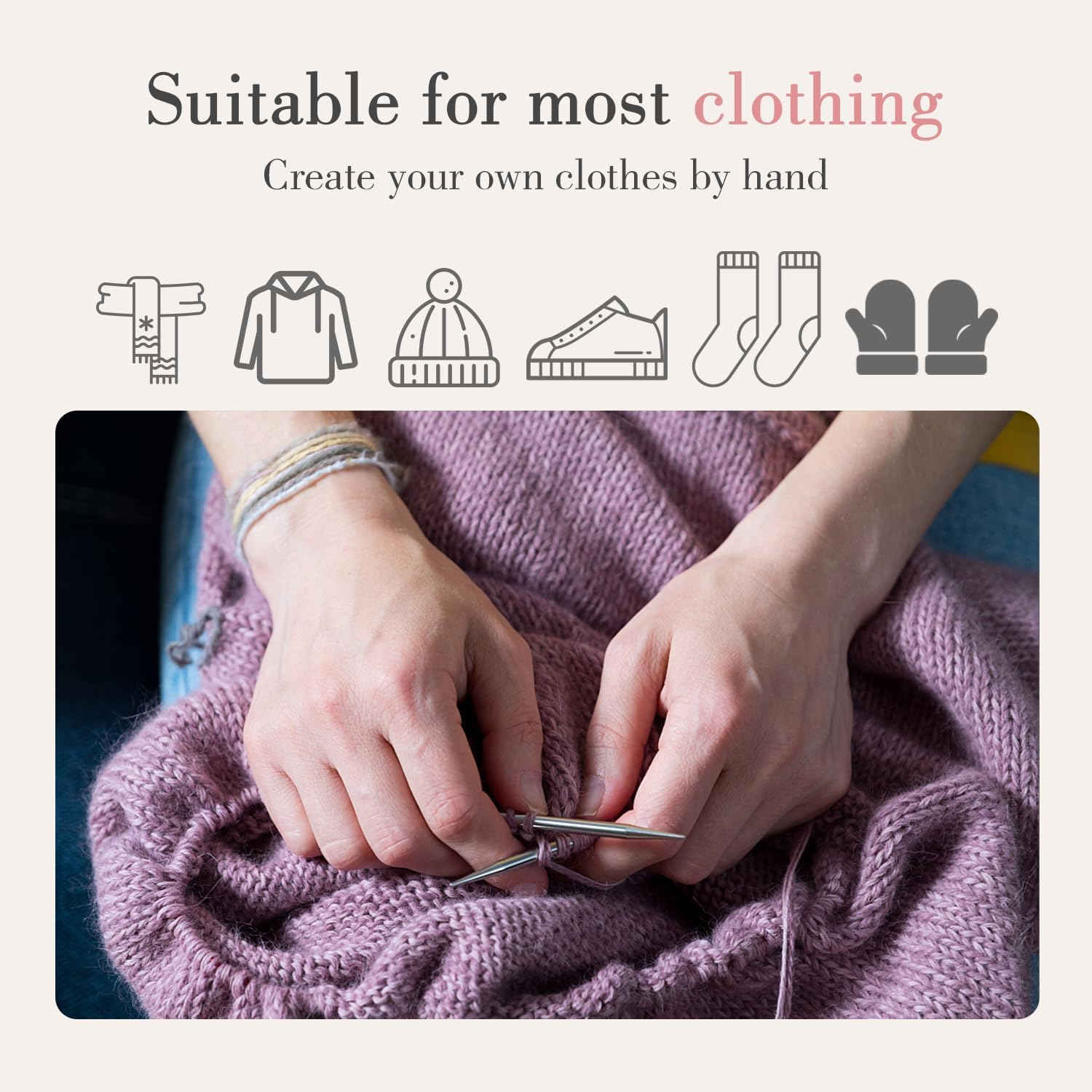 28PCS Knitting Needles Funcyboo,Circular Knitting Needles 32"Stainless Steel Circular Knitting Needles Metal round Knitting Needles with Stitch Markers & Blunt Needle for Begining Fit Hot Sleeve Sweet