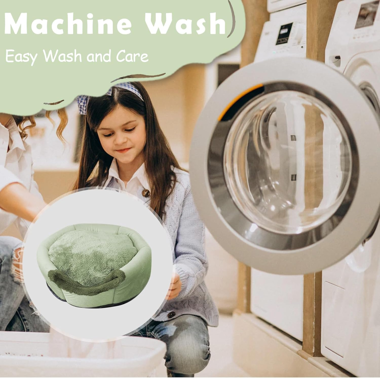 Cat Cave Cat Bed Washable Cat House Pet Bed Soft Comfort Tent Cat Litter Bed Warm Cat Cave Soothing Bed for Cats and Small Dogs Sleeping (Green)