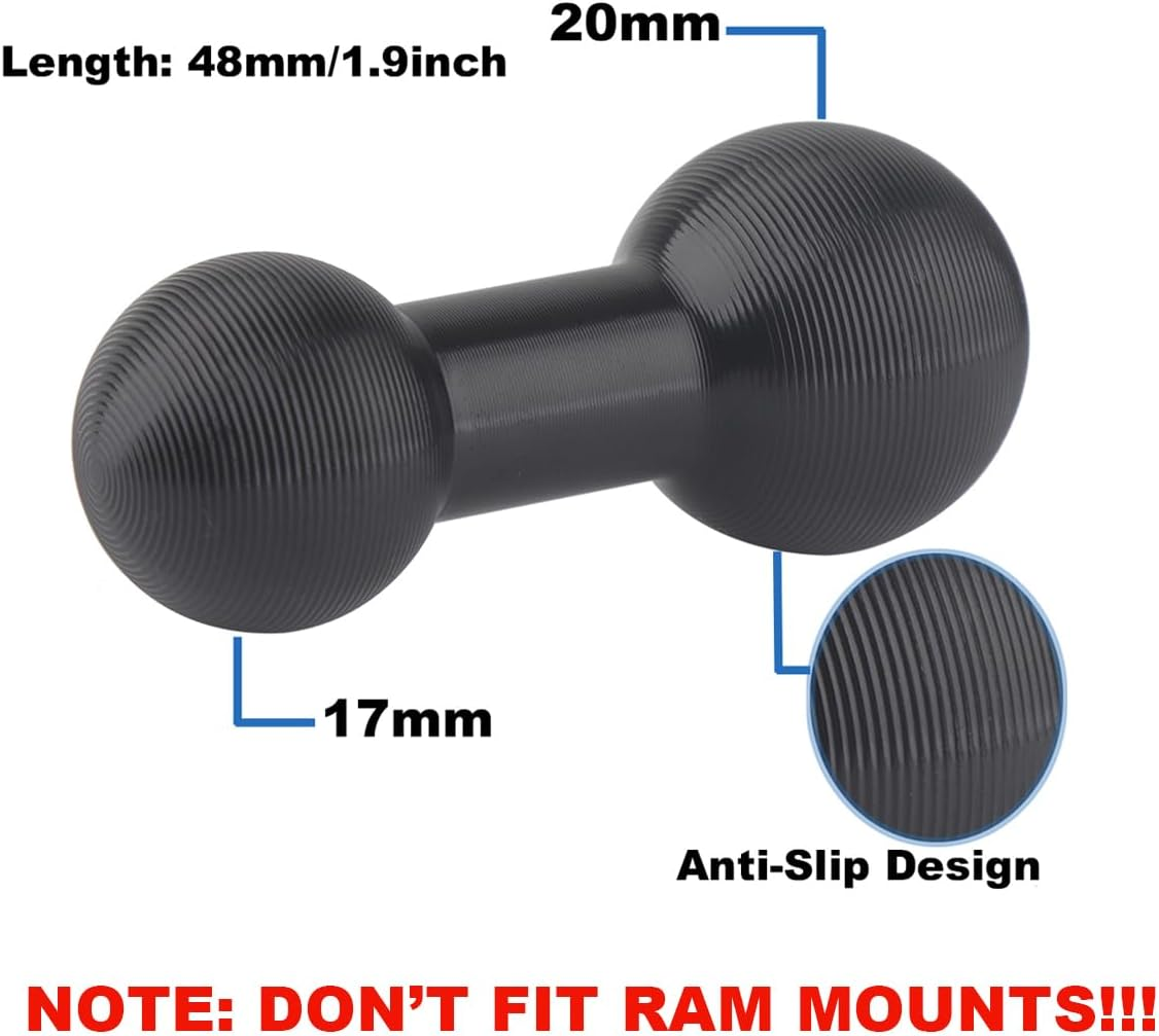 Aluminum 20Mm Ball to 17Mm Ball Adapter Extension Connector, for Garmin and Other GPS Devices with 17Mm Ball Connections, Compatible with Bulletpoint Dash Mount Arm, Black image number 1