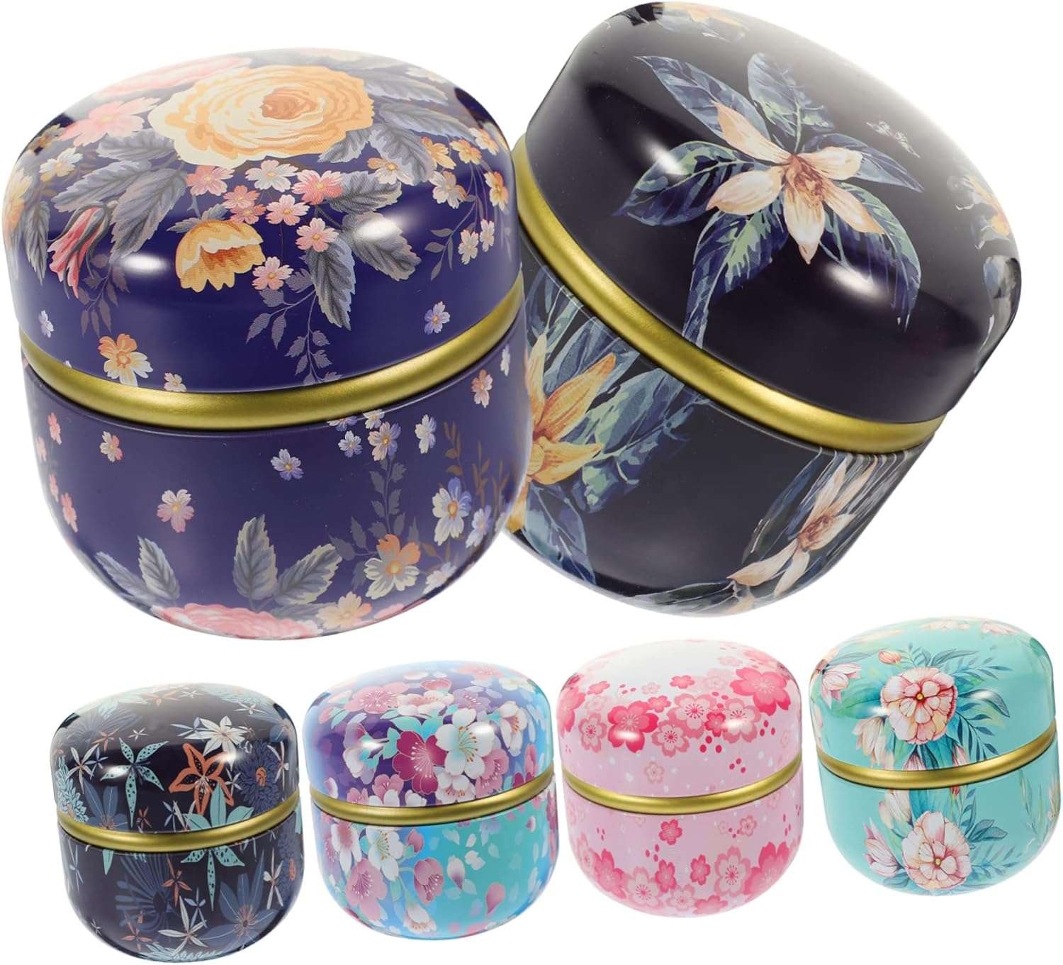 NAMOARLY 6Pcs Tinplate Candy Storage Jars Inner Lids, round Containers, Food-Grade Metal Packaging Boxes Suitable for Gift and Home Use Style image number 6