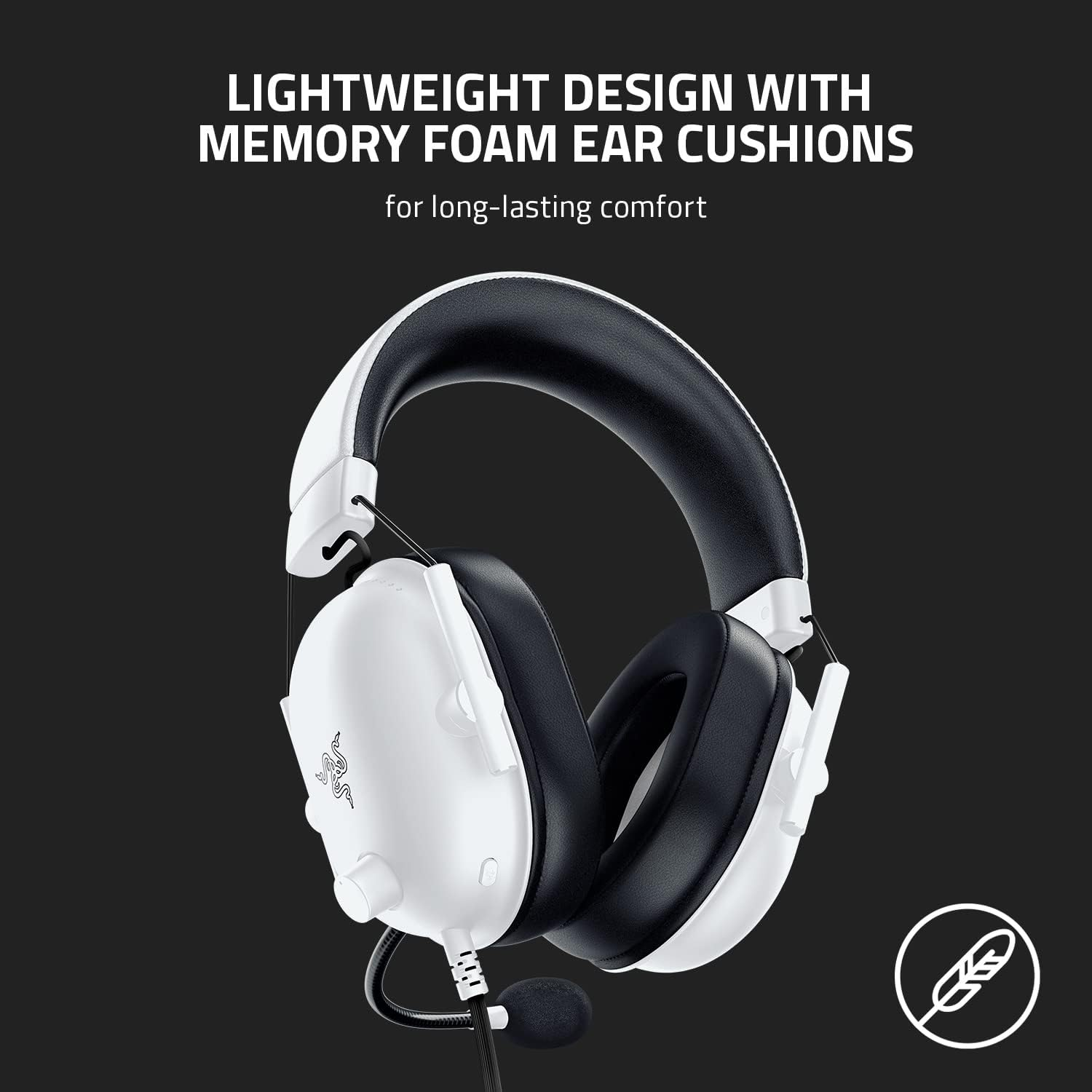 Razer Blackshark V2 X Gaming Headset: 7.1 Surround Sound - 50Mm Drivers - Memory Foam Cushion - for PC, Mac, PS4, PS5, Switch - 3.5Mm Audio Jack - White image number 6
