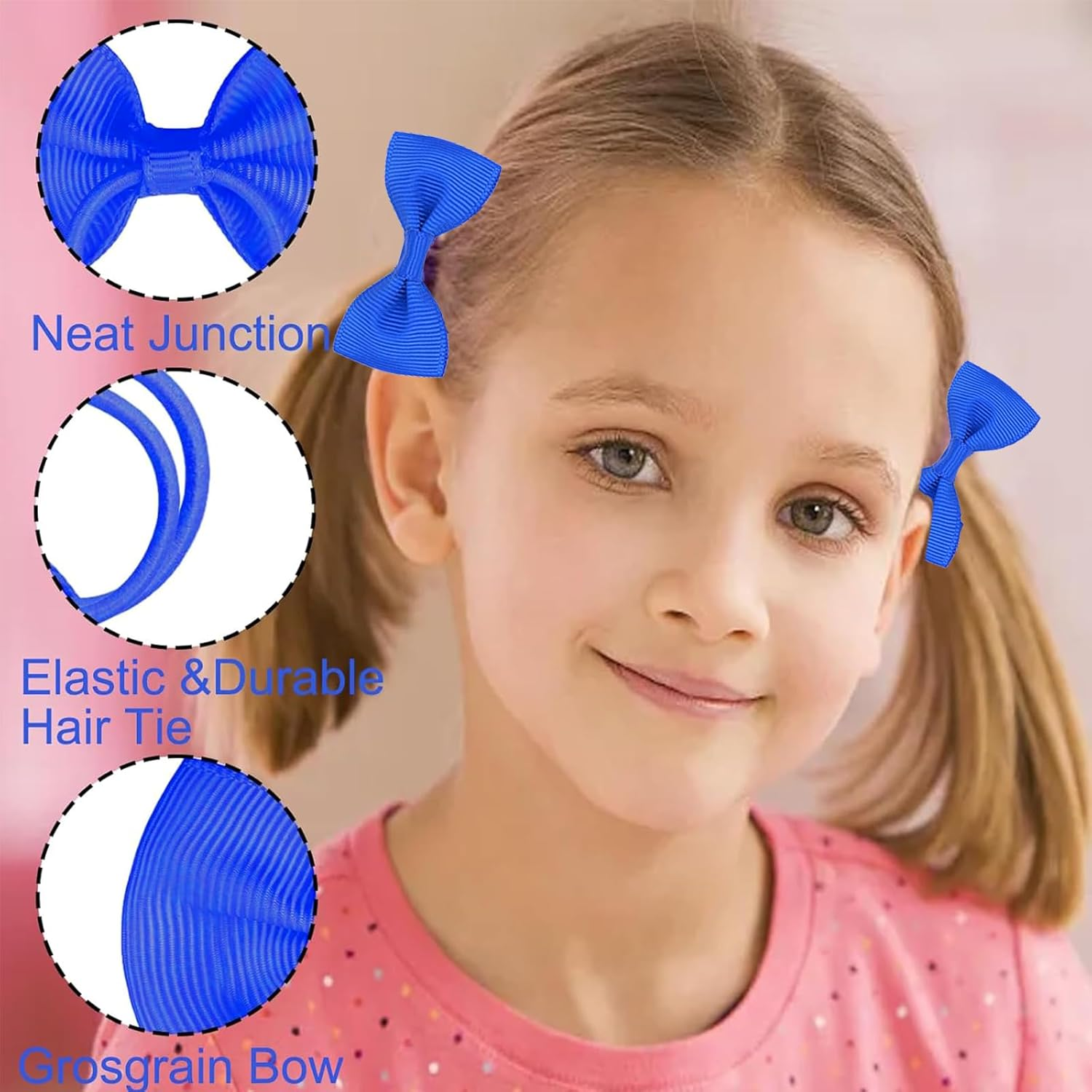 Itadaku 20 Pcs Baby Girls Bow Hair Ties, Mini Ribbon Hair Bands, Elastic Hair Accessories, Cute Boutique Hair Bobbles for Toddlers Children, & Girls image number 1