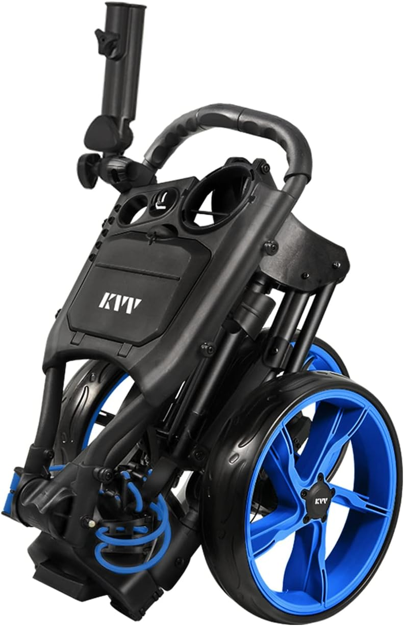KVV 3 Wheel Foldable Golf Push Cart Ultra Lightweight Smallest Folding Size, New-Version Scorecard Holder