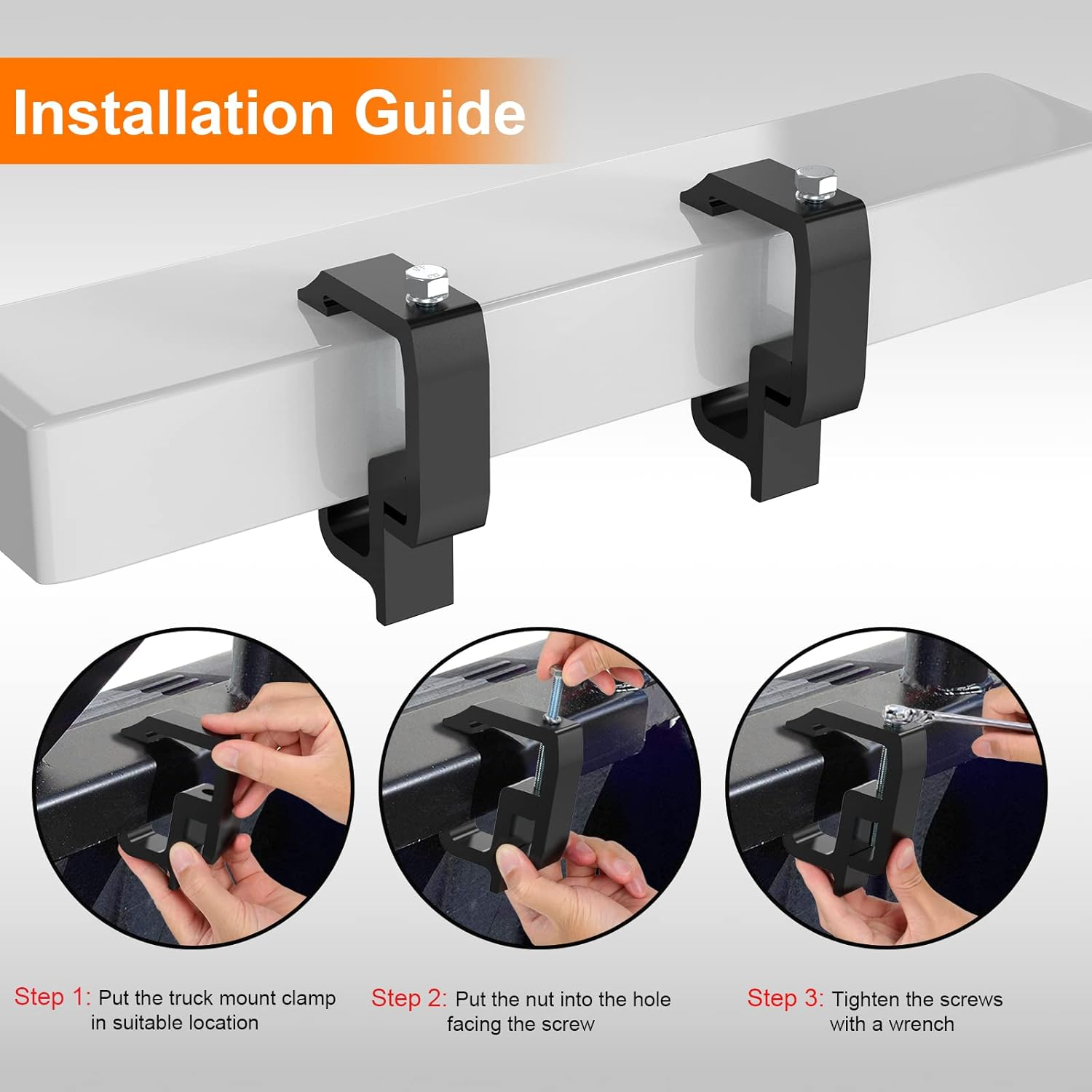 Ovsor Truck Topper Mounting Clamps - 4 Pack for Chevy Silverado Sierra 1500 2500 3500, Dodge Dakota Ram 1500 2500 3500, F150 F250 (4, Black)