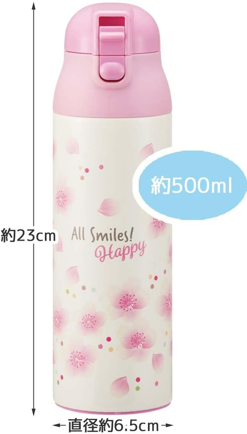 Skater SDPC5-A All Smile Mug Bottle, Cherry Blossom Pattern, 16.9 Fl Oz (500 Ml), Insulated, Stainless Steel Water Bottle - Comfort Double image number 6