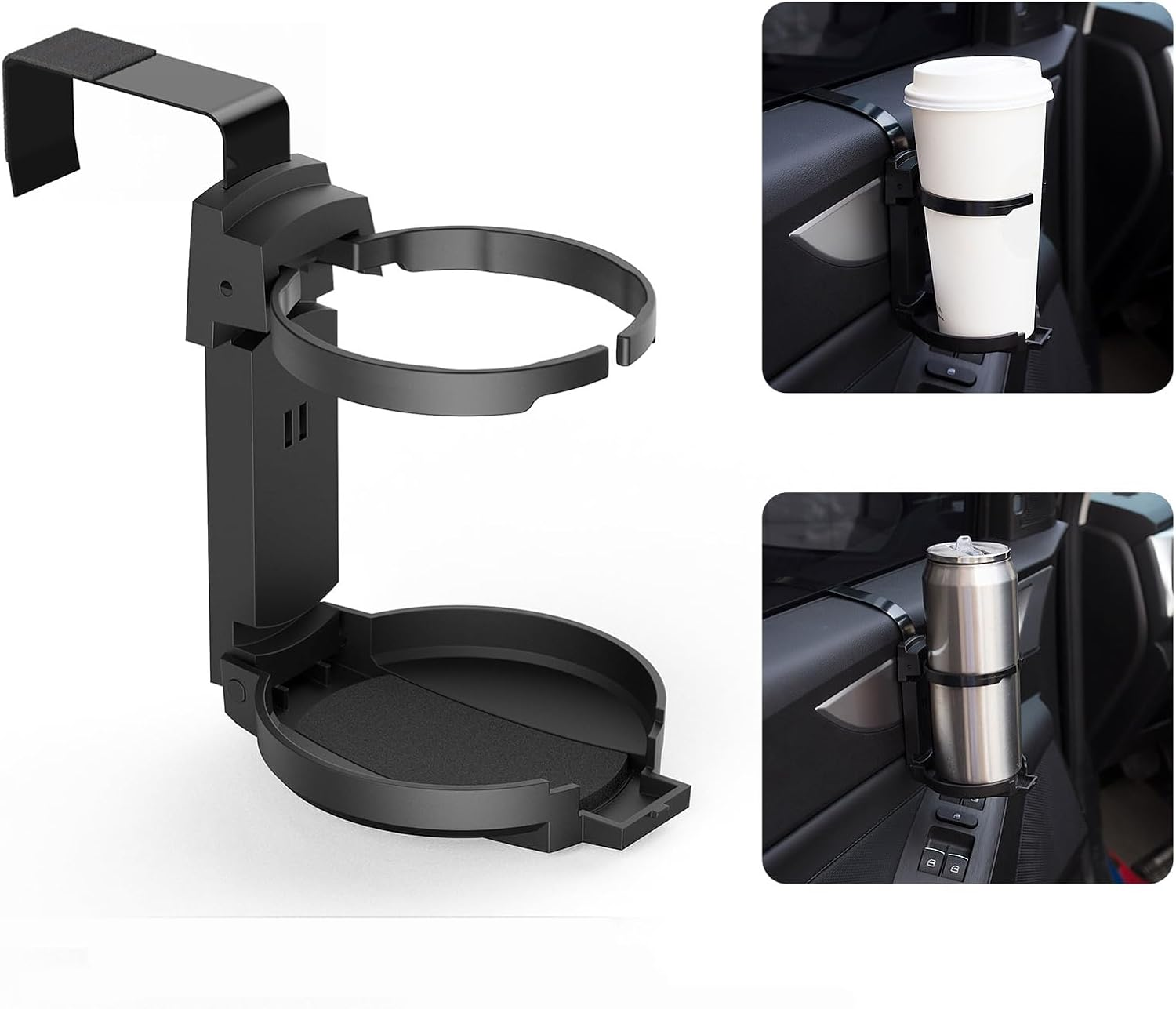 Car Cup Holder, Vehicle Door Cup Holder, Adjustable Folding Drink Holder for Truck Interior, Soda Cans, Water Bottles, Coffee