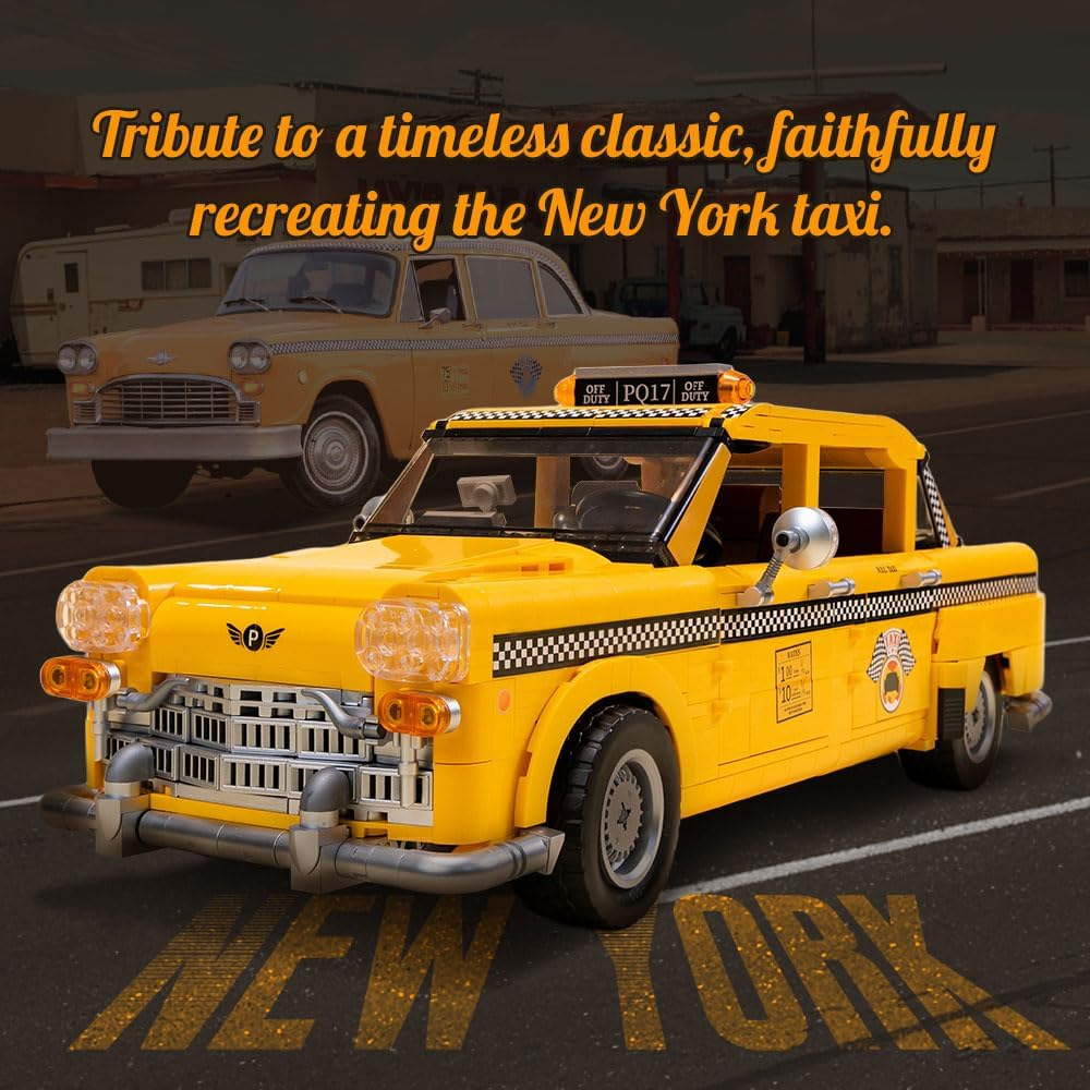 PANTASY Classic 1980S New York Taxi Building Set, Retro New Yorker City Construction Set with Taxi, Traffic Light, Movable Kits &ndash; Perfect for Model Collectors, Building Enthusiasts, and Gift Ideas image number 1