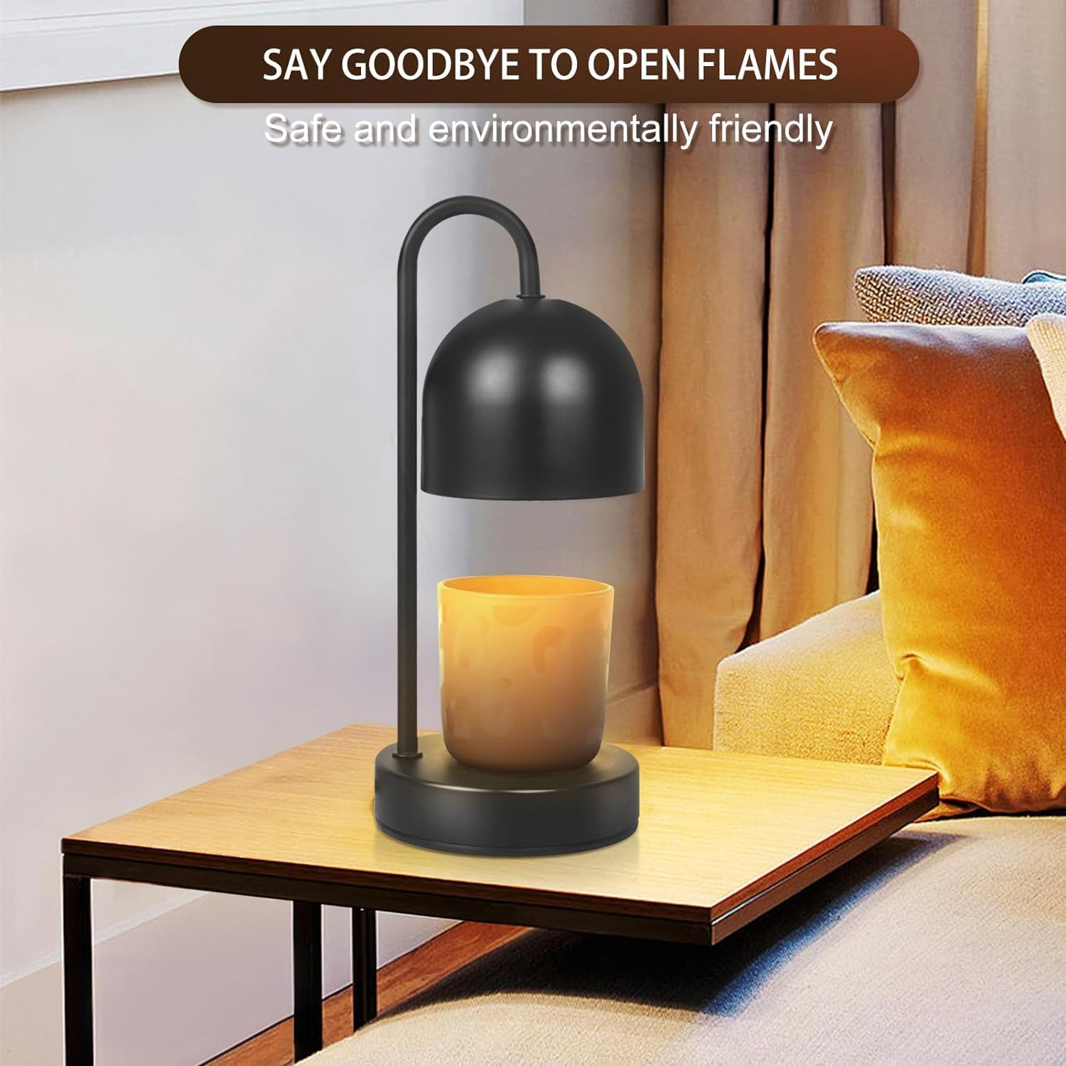 Dimmable Candle Warmer Lamp - Candle Wax Warmer with 2 * 50W Halogen Bulbs, Black Iron Base, for Bedroom & Living Room Decor image number 3