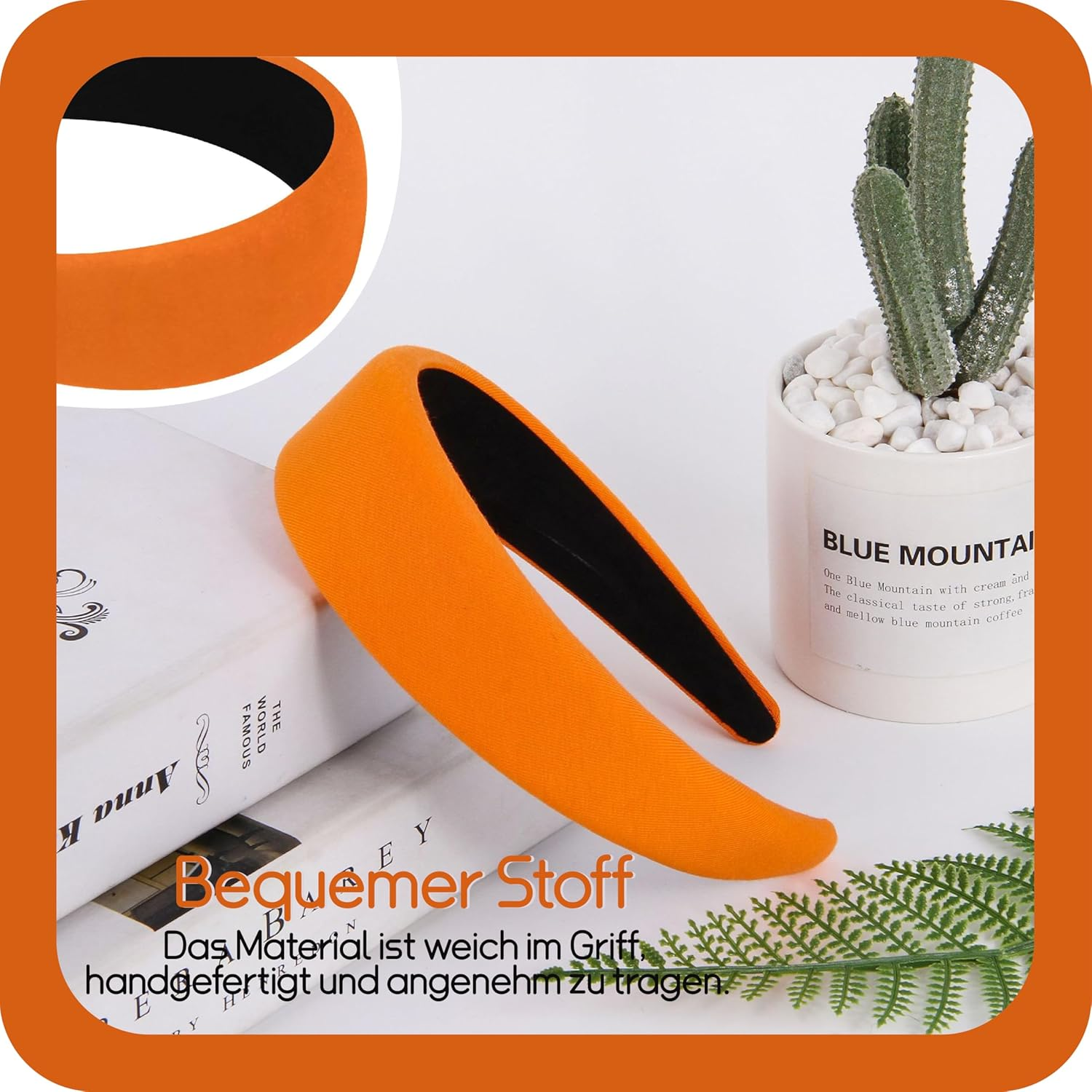 Esshogo Hair Band Orange Headband, Fashion Hair Accessories for Women Girls, Wide Headband, Orange Headband, Wide Hair Band, Wide Headband, Headbands Hair Band image number 5