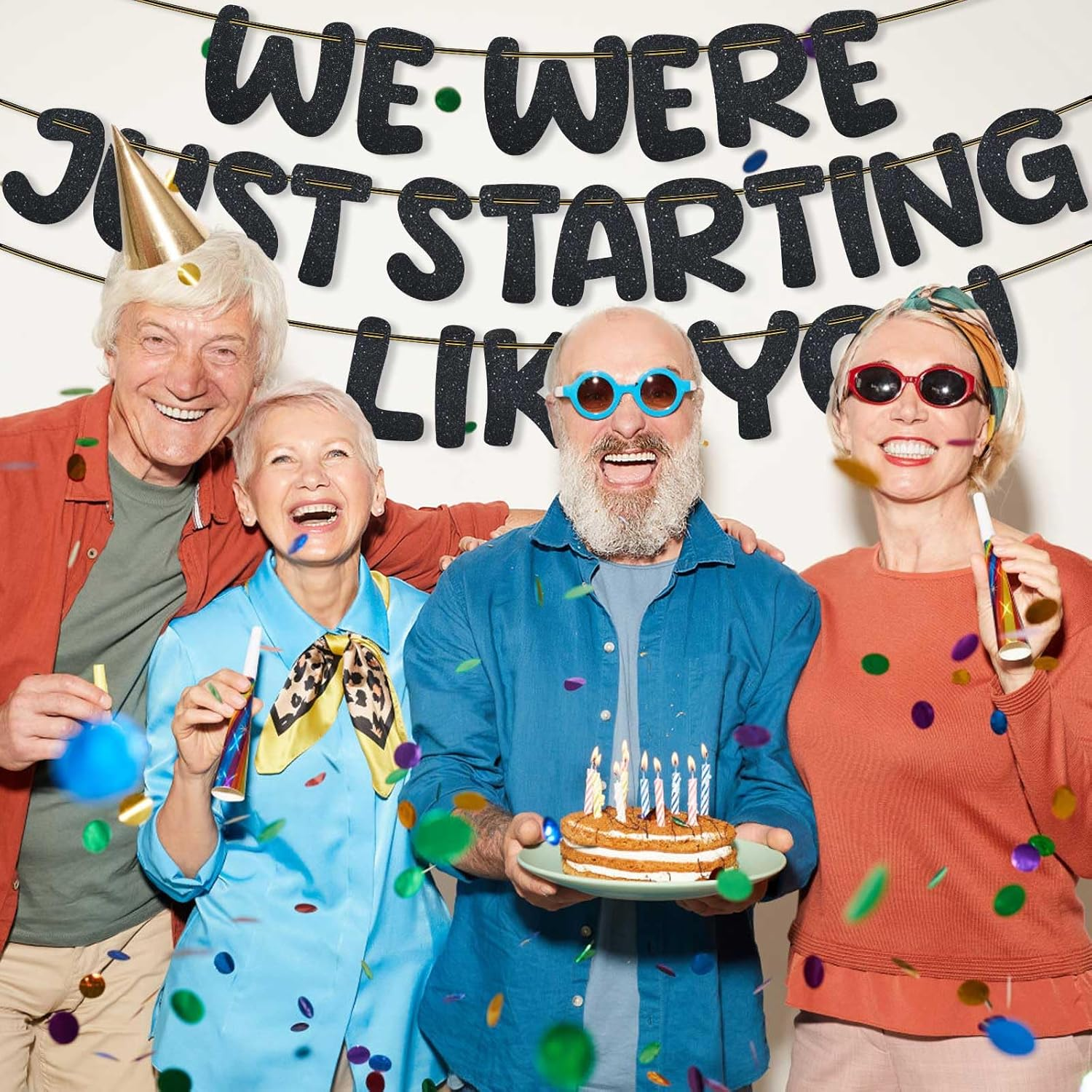 We Were Just Starting to like You Banner, Pre Strung Going Away Party Decorations Glitter Banner Bunting for Farewell Moving New Job Will Miss You Funny Retirement Party Supplies (Black)