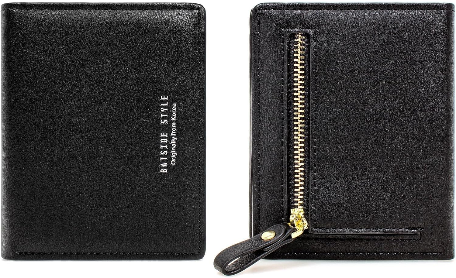 SUMGOGO Small Wallet for Women Slim Leather Card Holder RFID Mini Bifold Short Front Zipper Pocket Coin Purse, Pink, Small, Minimalist