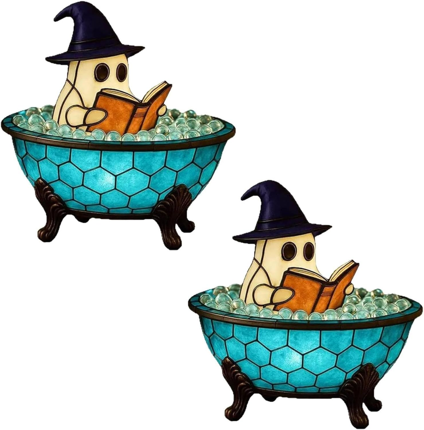 Halloween Ghost Night Light,Ghost Reading Book LED Lamp, Light up Halloween Table Decorations,Indoor Centerpieces Decorations for Table, Shelf, Fireplace(Battery Type 1Pc)