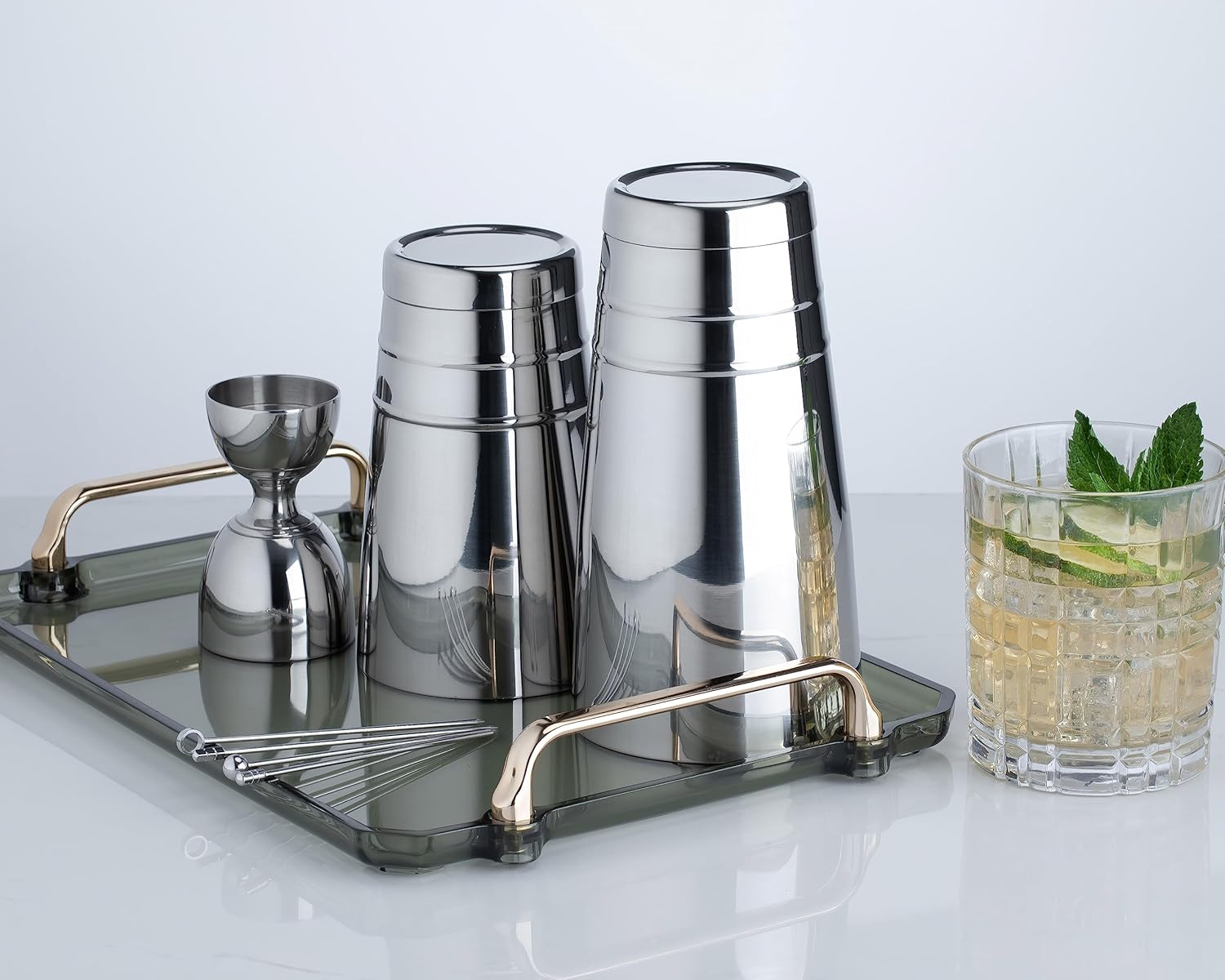 Bell Jigger Stainless Steel Bar Tool with 0.5Oz, 1Oz, 1.5Oz and 2Oz Measuring Marks, Mirror Polished Finish, One Jigger image number 5