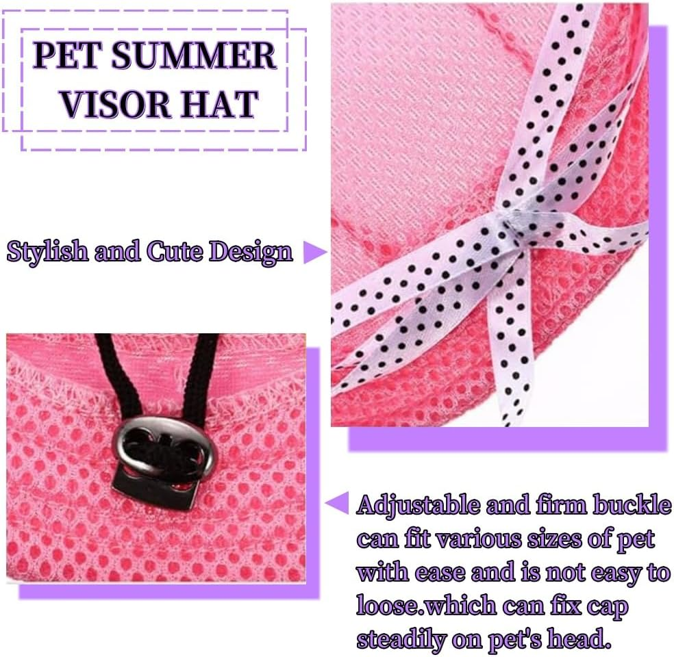 Dog UV Protection Set, Adjustable Baseball Cap with Ear Holes, Sunglasses, Visor Sunbonnet, for Small Dogs and Puppies (Medium) image number 2