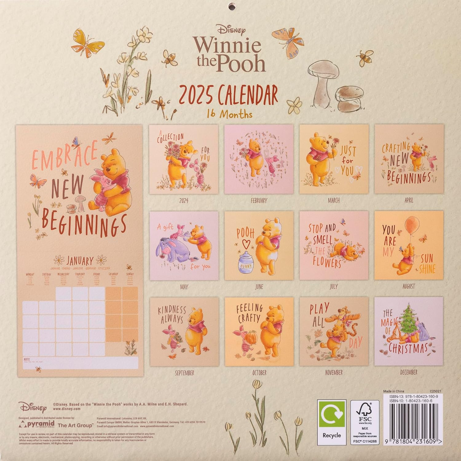 Calendario 30X30 Cm Winnie the Pooh 2025 Pyramid image number 4