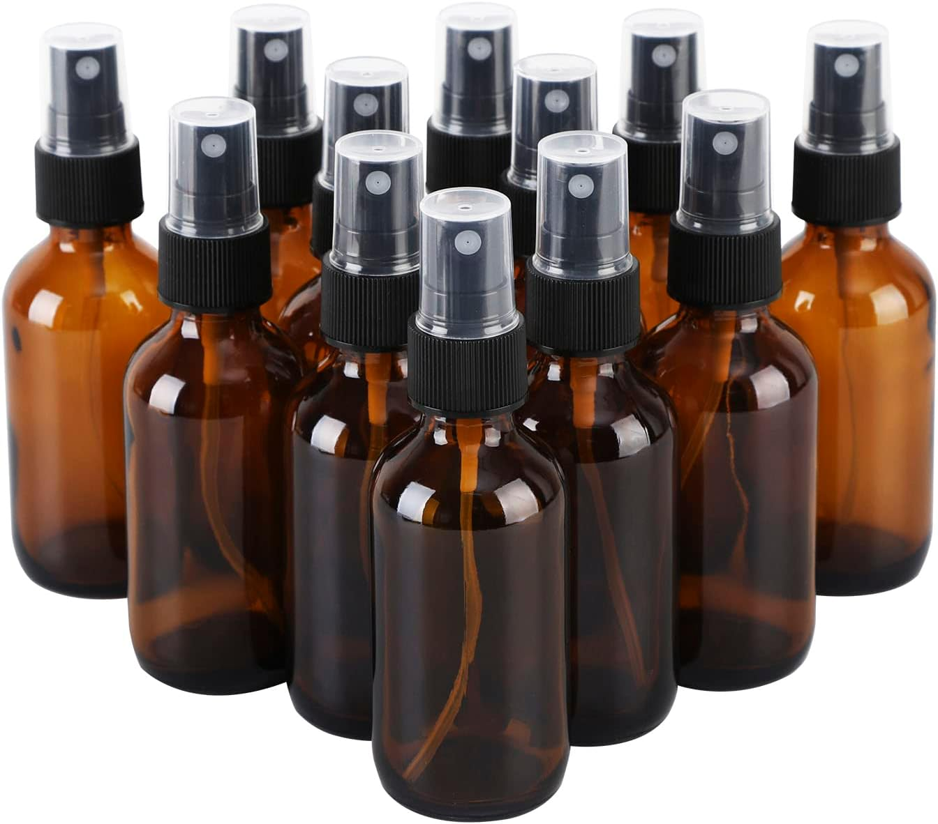 12 Pack Frosted Amber Dropper Bottles, 2Oz/60Ml Glass Tincture Bottles with Measured Eye Dropper, Leak Proof Travel Bottles for Essential Oils/Chemistry Lab Chemicals/Colognes & Perfumes