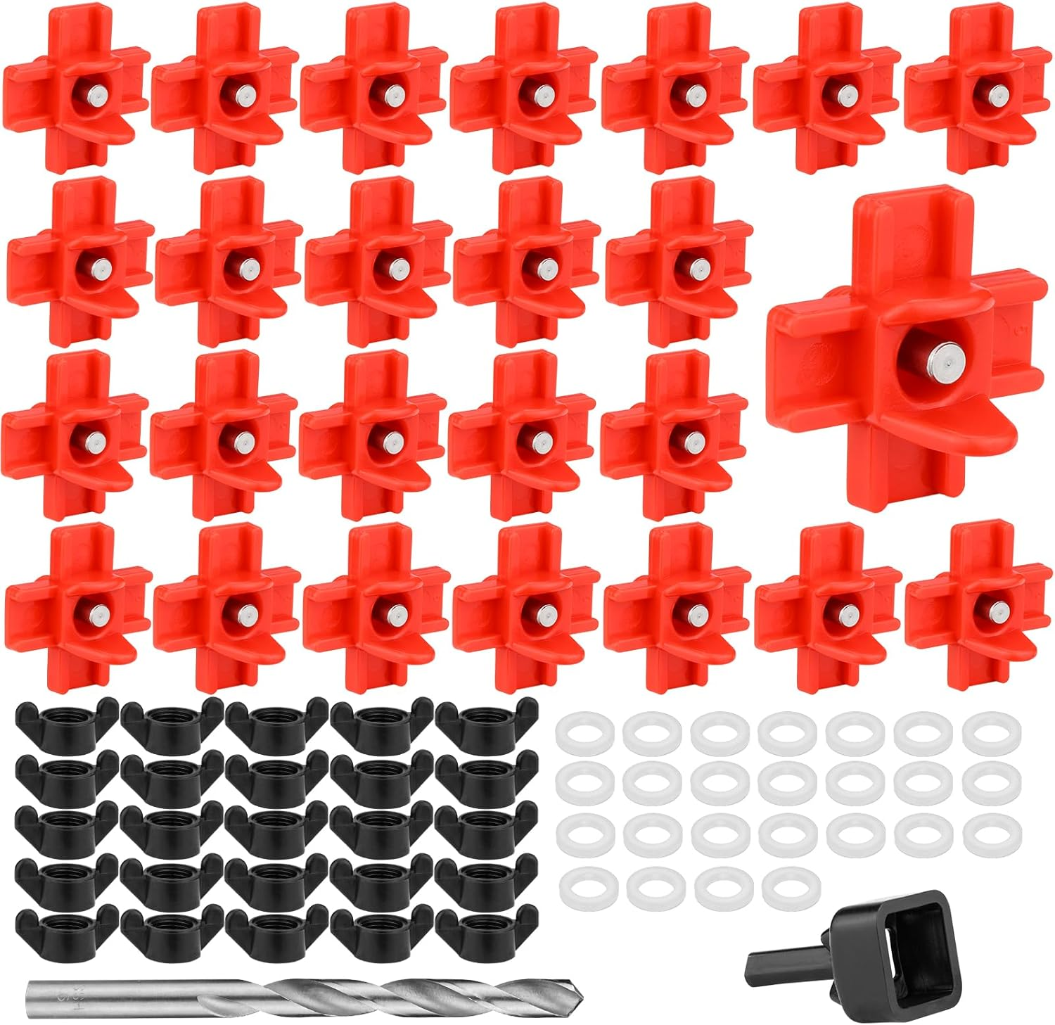 Chicken Water Nipples, 15 Pcs Horizontal Poultry Automatic Waterer Nipples for Bucket with 15 Pcs Ring Gaskets, 15 Pcs Wing Nuts, 9Mm Drill Bit and an Installation Tool Ullnosoo