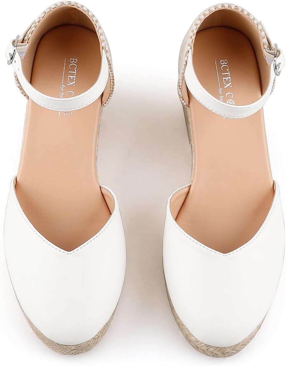 BCTEX COLL Women'S Espadrilles Wedge Sandals Ankle Strap Platform Closed Toe Dressy Shoes image number 6