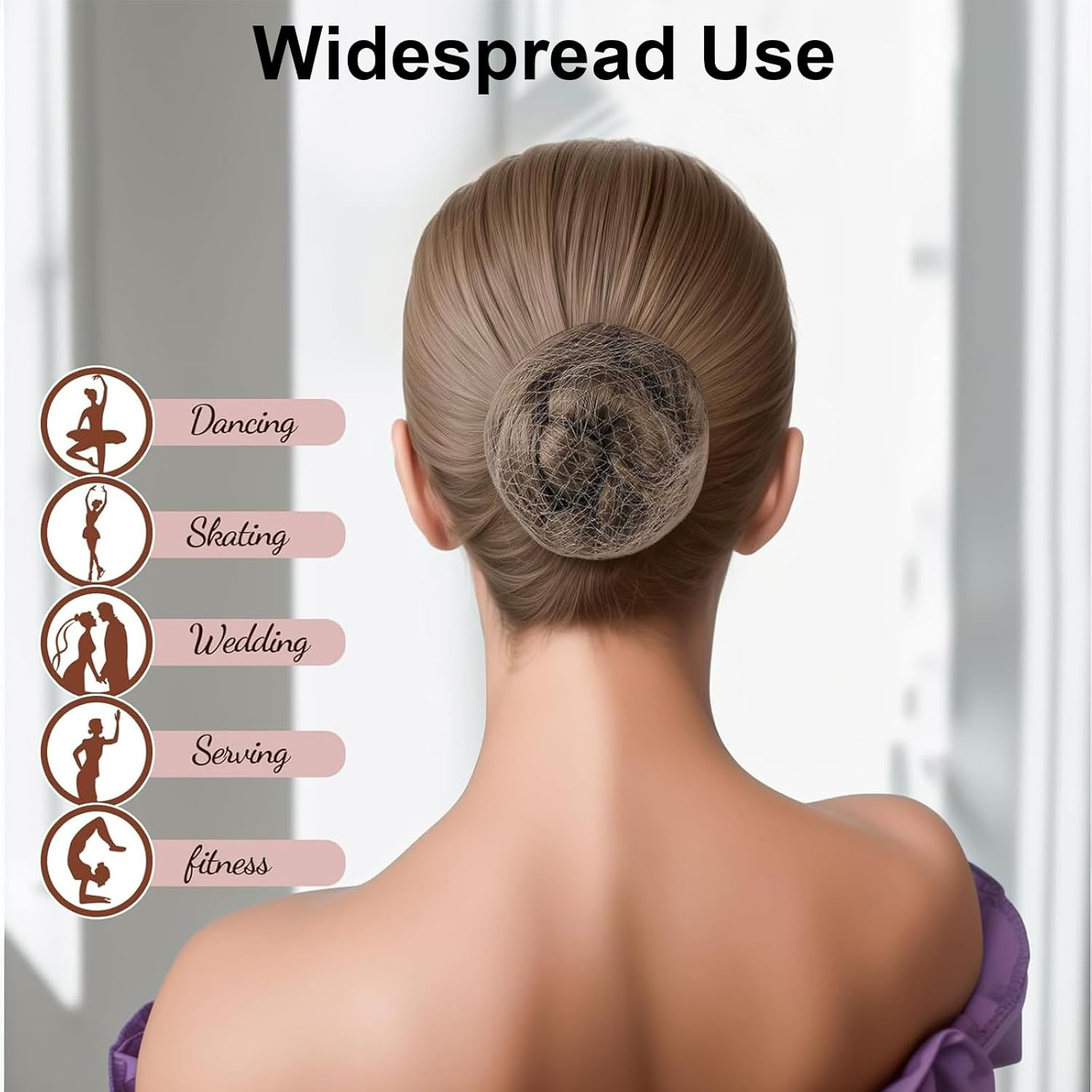 Rhoyee Hair Nets and U-Shaped Hair Pins Set &ndash; 20PCS Invisible Elastic Mesh Nets + 50PCS Hair Pins &ndash; Brown Hair Accessories for Buns, Ballet Dancers, Nurses, Women & Girls image number 6