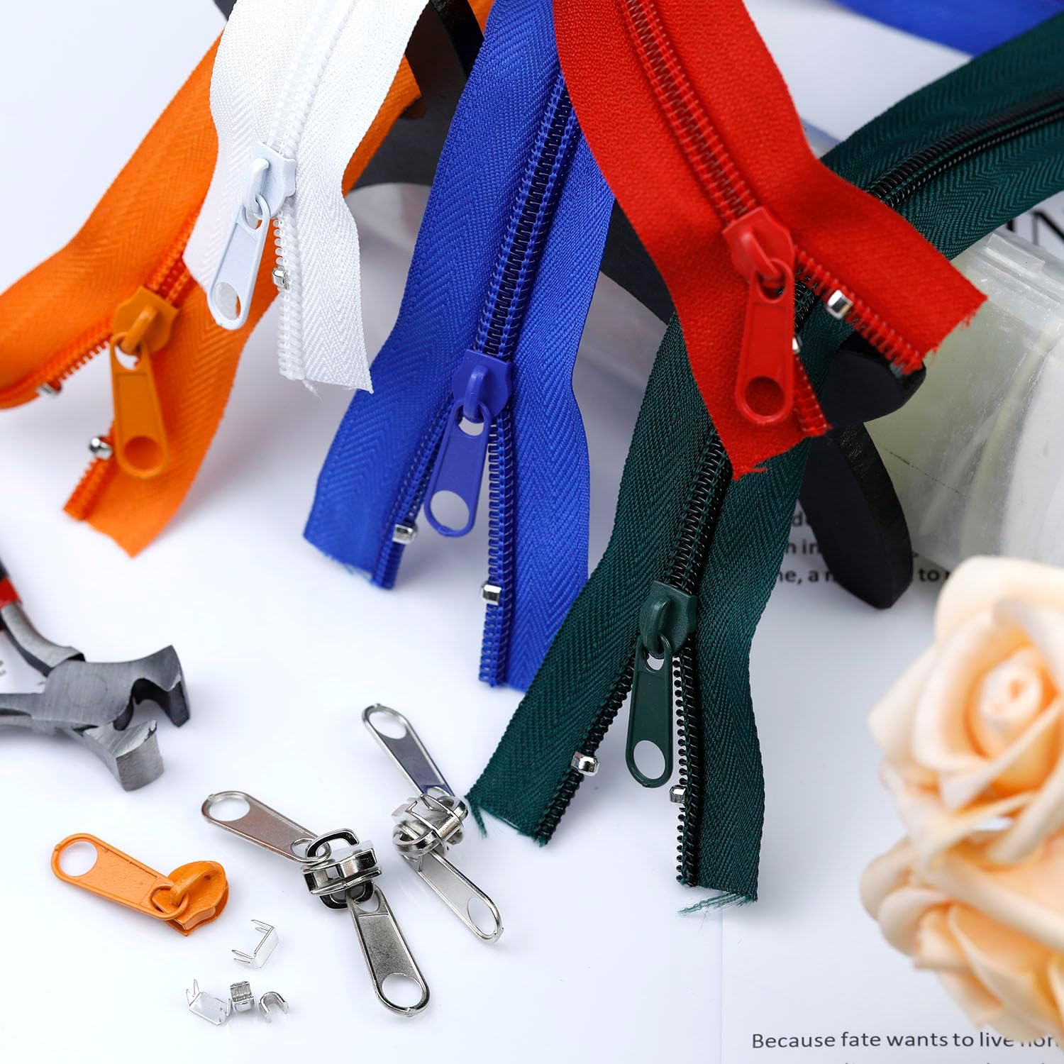 YZSFIRM #3 Nylon Zipper Tape for Sewing - 10 Yard Coil Zippers by the Yard Black for DIY Craft - Replacement Roll with 10 Bulk Metal Sliders - 10 Double Sliders image number 6