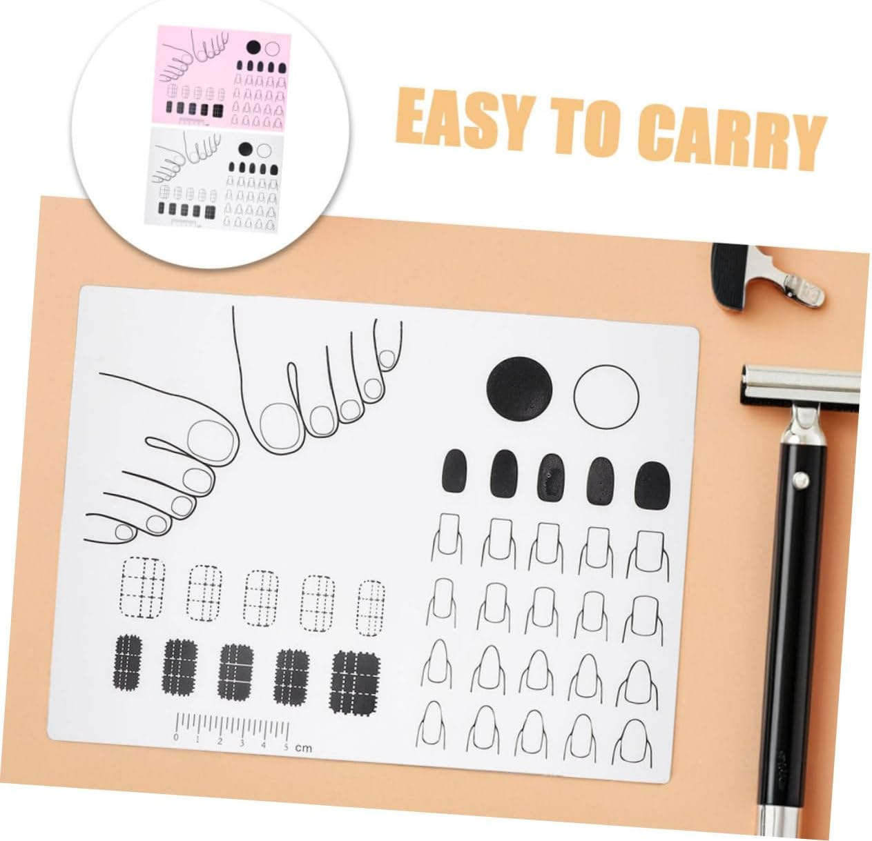 DECOMELODY 2Pcs Silicone Nail Art Practice Mat for Manicure Training Reusable High Precision Coloring Stamping Pad Lightweight Portable Nail Supplies for Beginners and Professionals image number 3