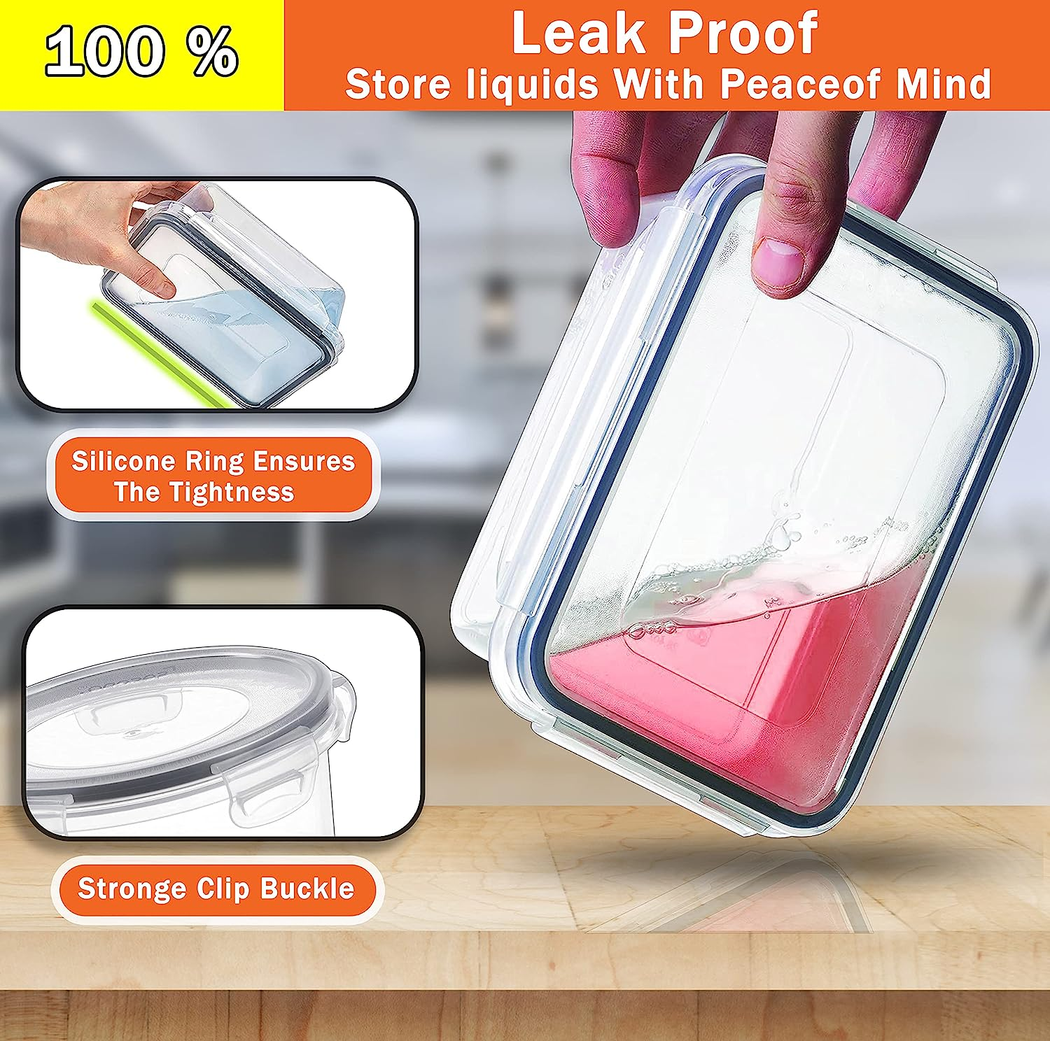 Food Storage Containers Set [16 Pack], RKINC Plastic Containers with Lids, Airtight Meal Prep Containers for Pantry Organization, Bpa-Free, Dishwasher, Microwave and Freezer Safe (16 Pack) image number 2