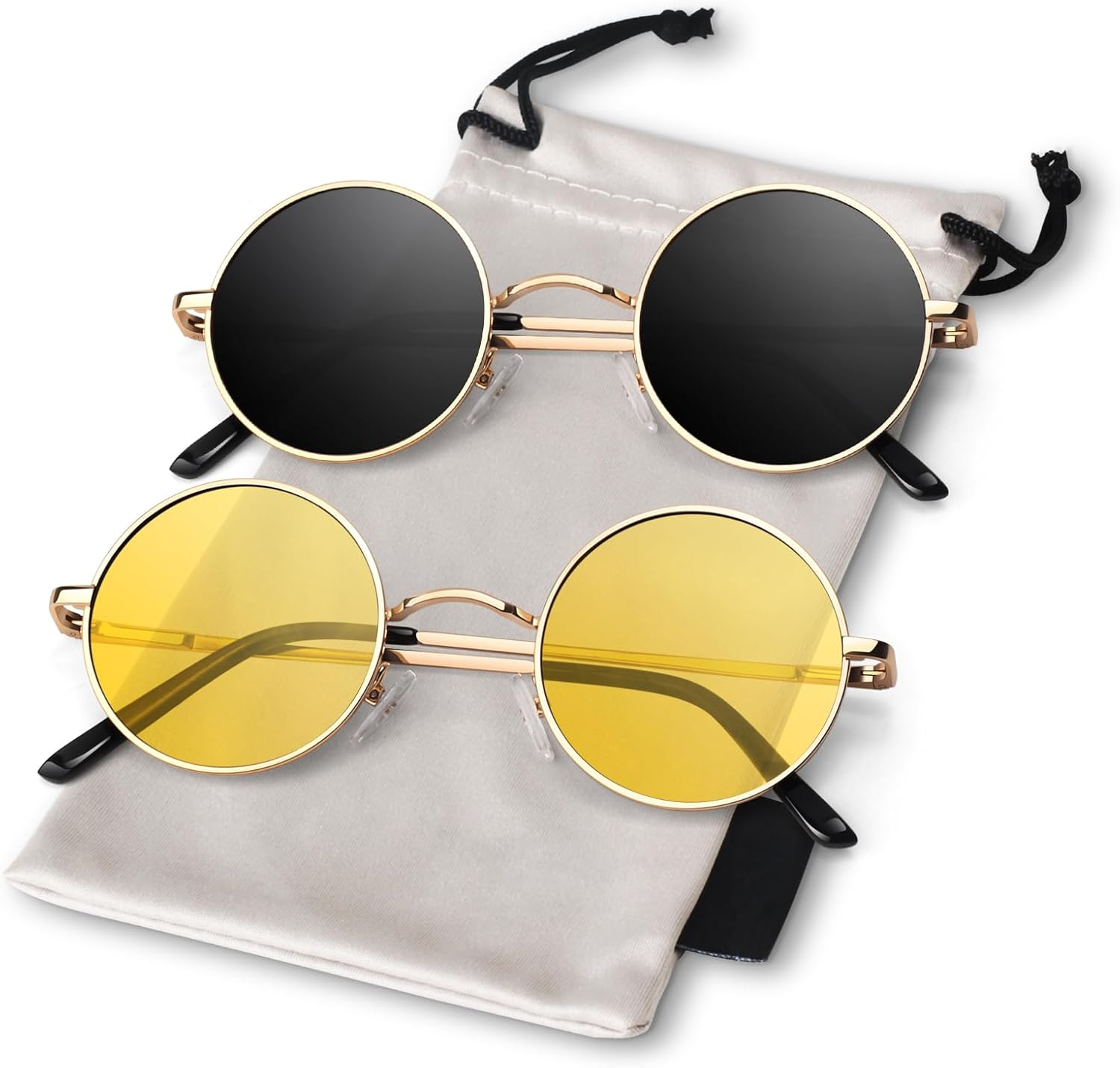 Retro round Polarized Steampunk Sunglasses Side Shield Goggles Gothic S92-ADVANCED POLARIZED