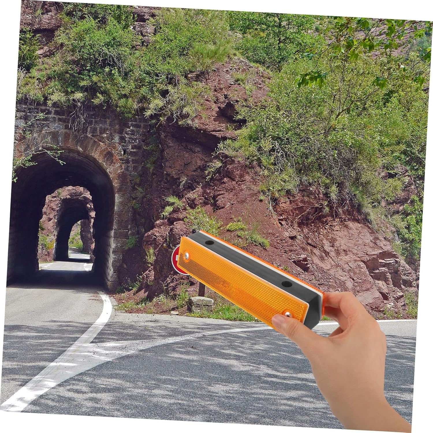 ABOOFAN 4Pcs Double-Sided Reflective Rectangular Road Delineators for High-Speed Highway and Garage Safety Enhanced Visibility Pavement Markers for Low-Light Driving Conditions image number 1