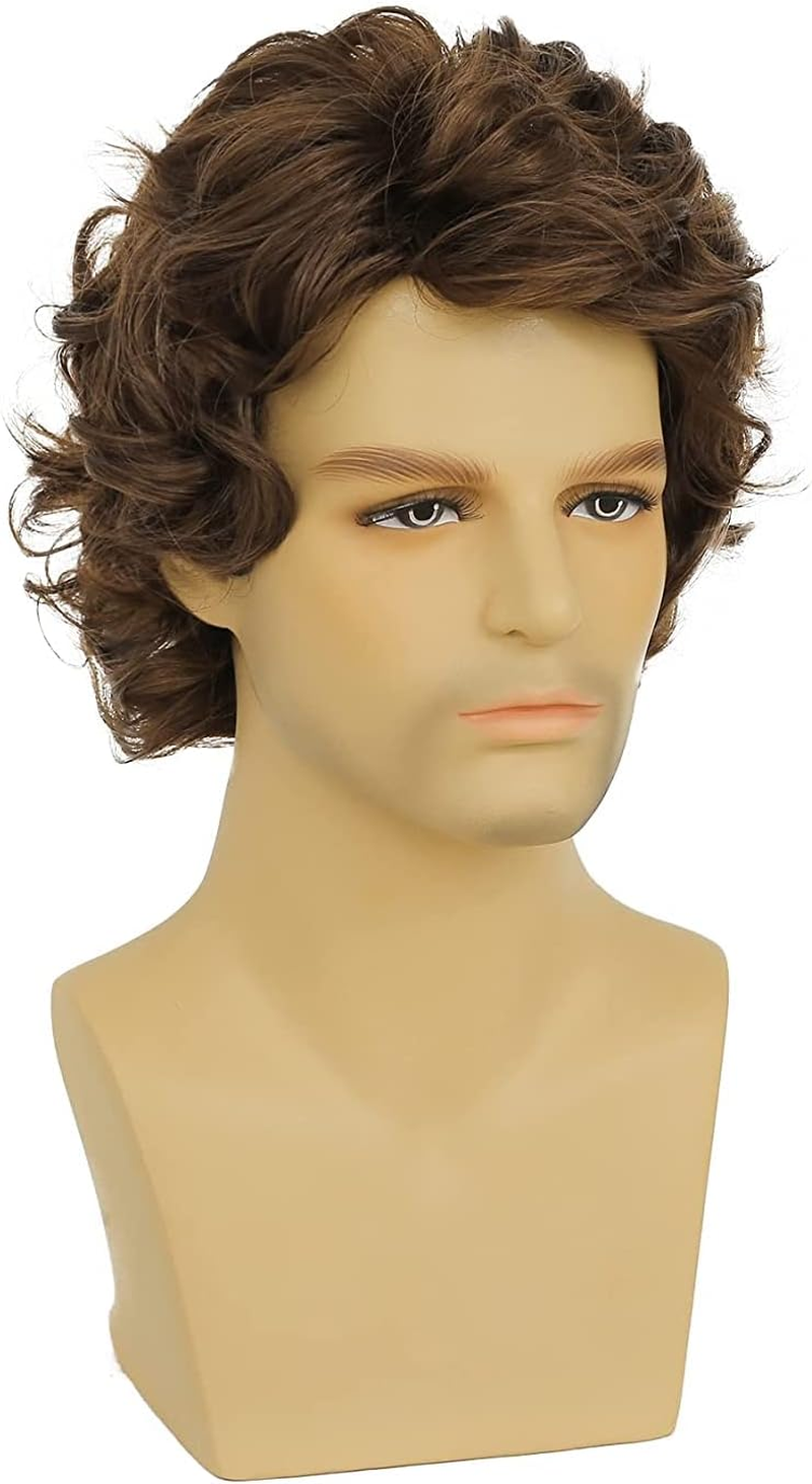 Short Brown Wig for Men, Synthetic Halloween Costume Men'S Wigs image number 2