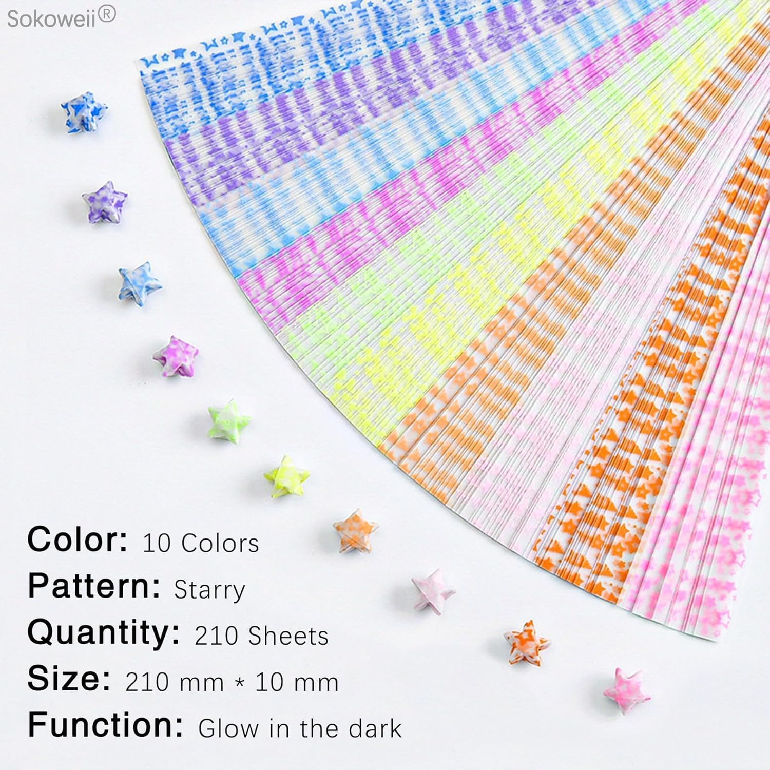 Origami Star Paper Strips, Handmade DIY Lucky Star Origami, Star Pattern image number 5