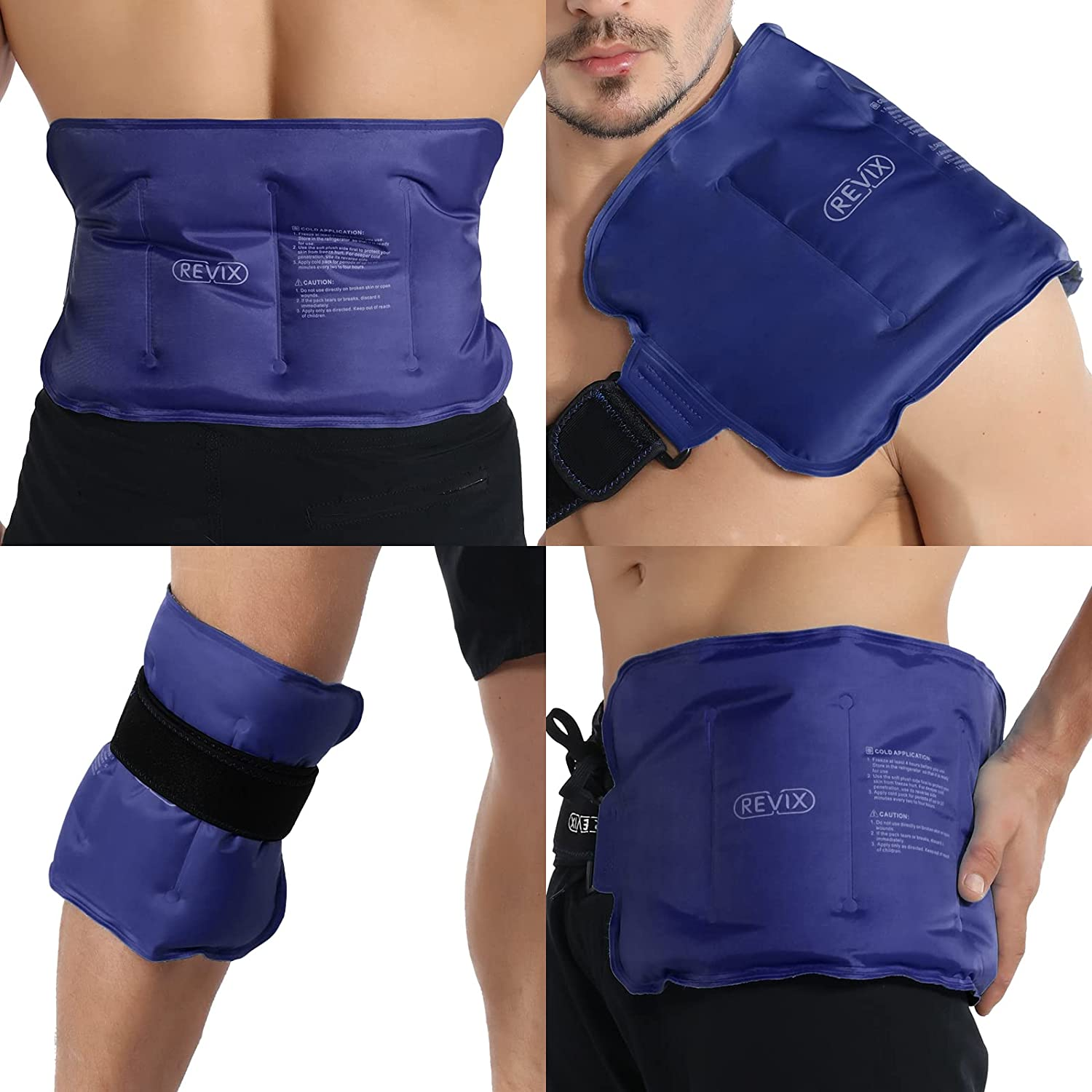 REVIX Large Ice Packs Wrap for Hip, Knee, Leg, Shoulder, Back, Reusable Gel Cold Pack for Injuries, Joint and Muscle Discomfort Relief, Black