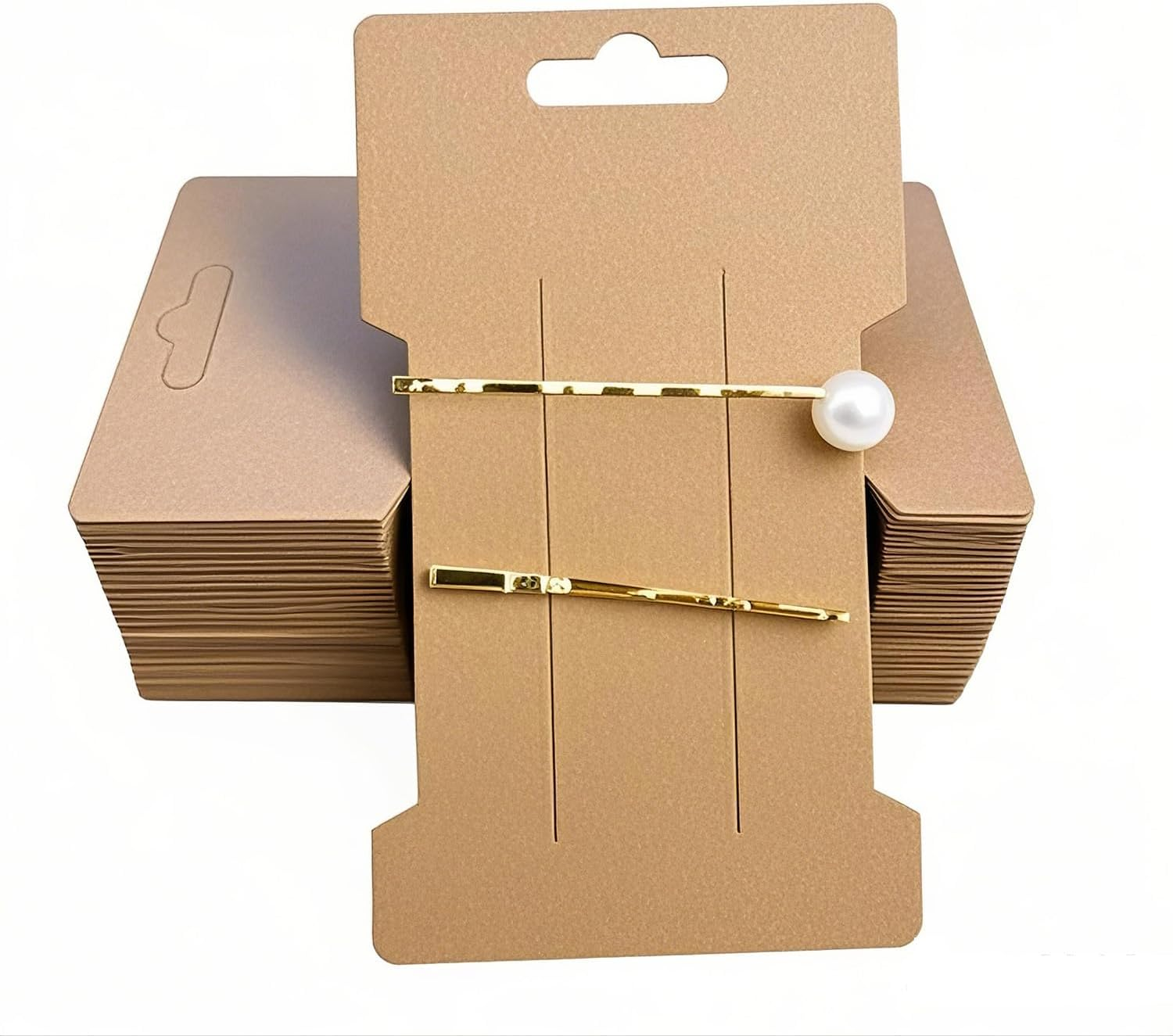 Doromy Hair Clip Display Cards, 100 Packs Rectangular Hair Barrettes Jewelry Display Holder Brown Kraft Paper Cards for Hair Accessories Displaying Organizing Packaging, 6.6X11.5Cm image number 1