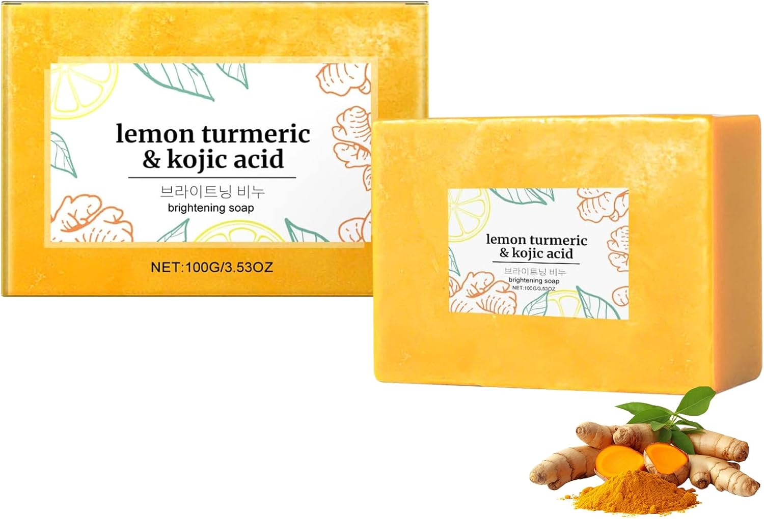 Scentric Glow Soap, Lemon Turmeric Kojic Acid Soap, Turmeric Soap for Dark Spots, Melanin Turmeric Soap for Face and Body, Moisturizing Deep Cleansing for Women & Men, Turmeric Lemon Soap (1Pcs)