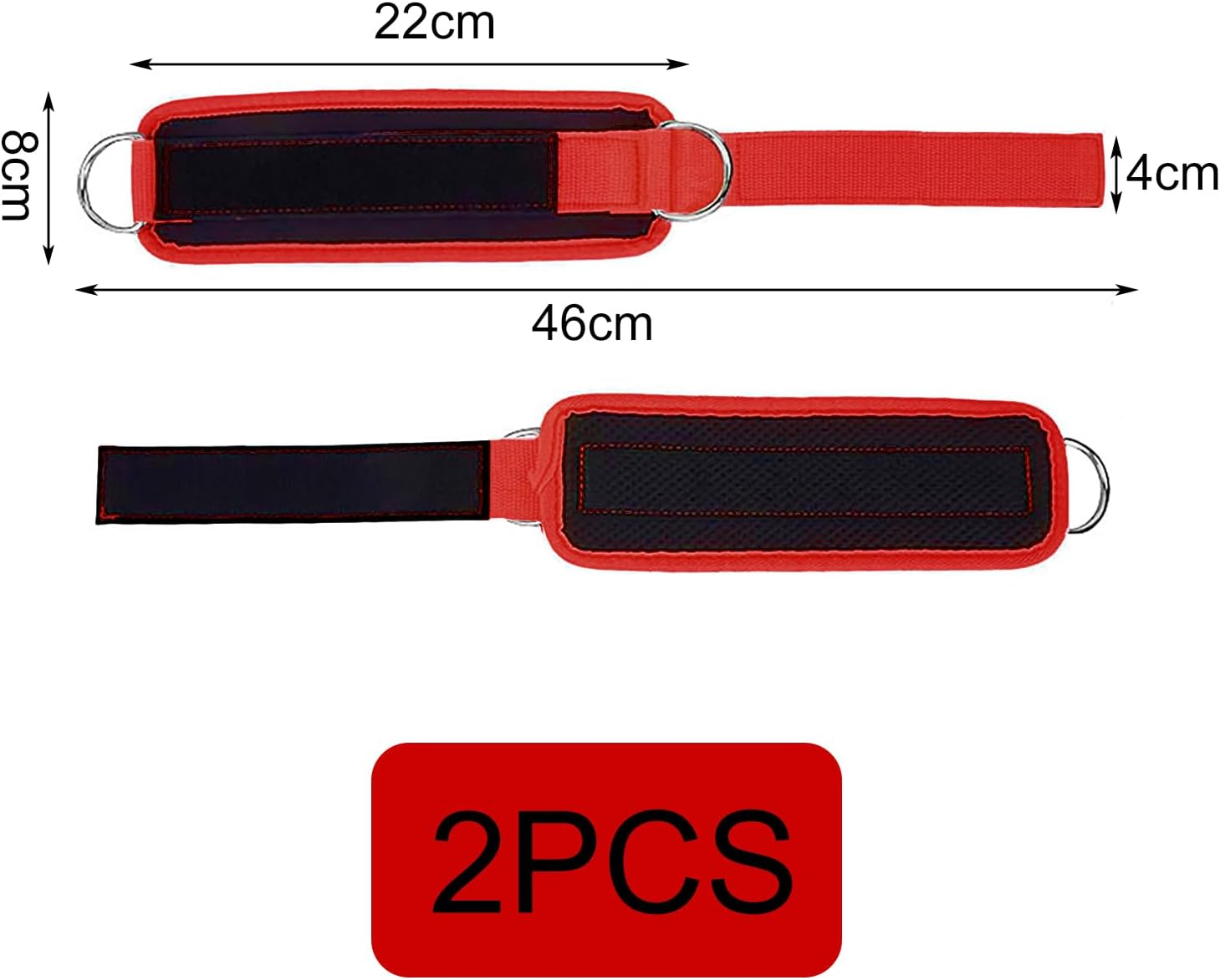 Icovalescent Pack of 2 Foot Straps Cable Pull, Weight Cuffs, Fit Grip Lifting Straps for Fitness, Gym, Workout, Cable Machines, Strength Training Equipment (Red) image number 1