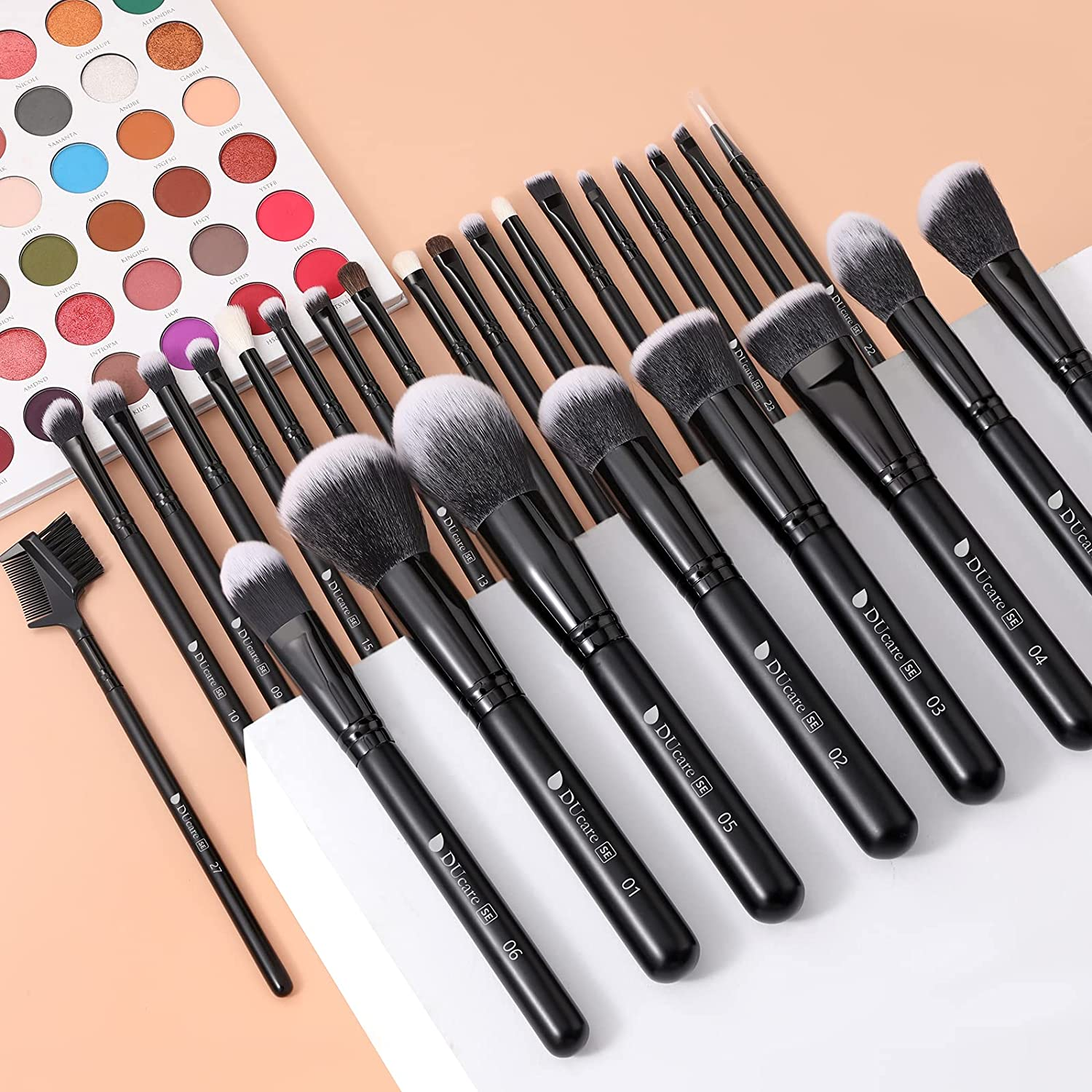 Ducare Makeup Brushes 27Pcs Professional Makeup Brush Set Premium Synthetic Goat Pony Hair Foundation Eye Blending Face Make up Brush Kit image number 5